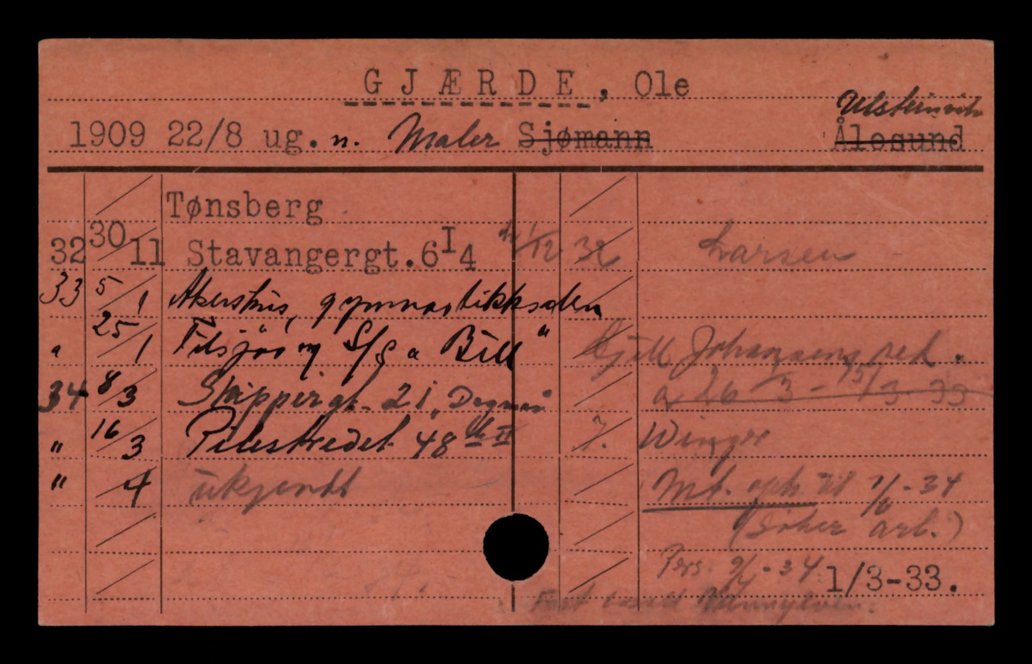 Oslo folkeregister, Registerkort, SAO/A-11715/D/Da/L0023: Menn: Gjerde Ole - Greve Johan, 1906-1919