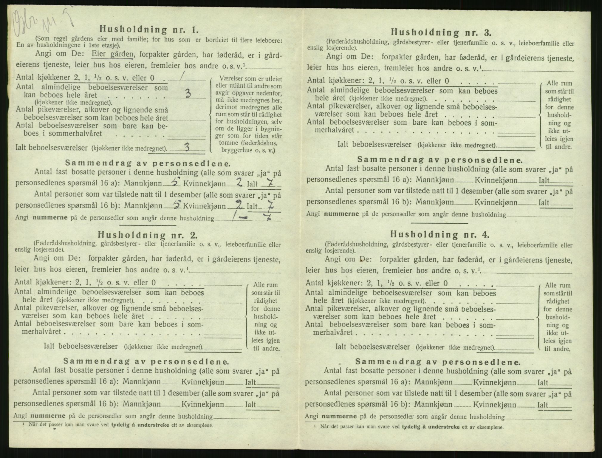 SAT, 1920 census for Borgund, 1920, p. 1827