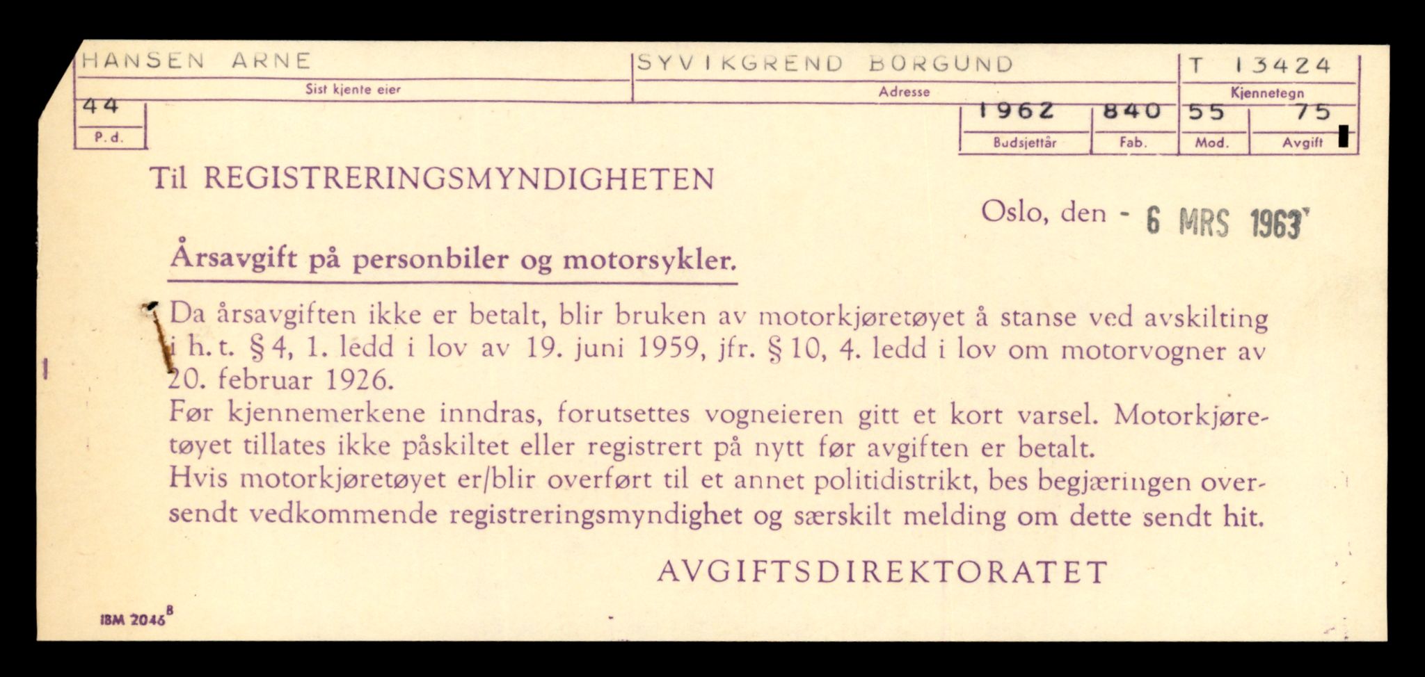 Møre og Romsdal vegkontor - Ålesund trafikkstasjon, AV/SAT-A-4099/F/Fe/L0039: Registreringskort for kjøretøy T 13361 - T 13530, 1927-1998, p. 1085