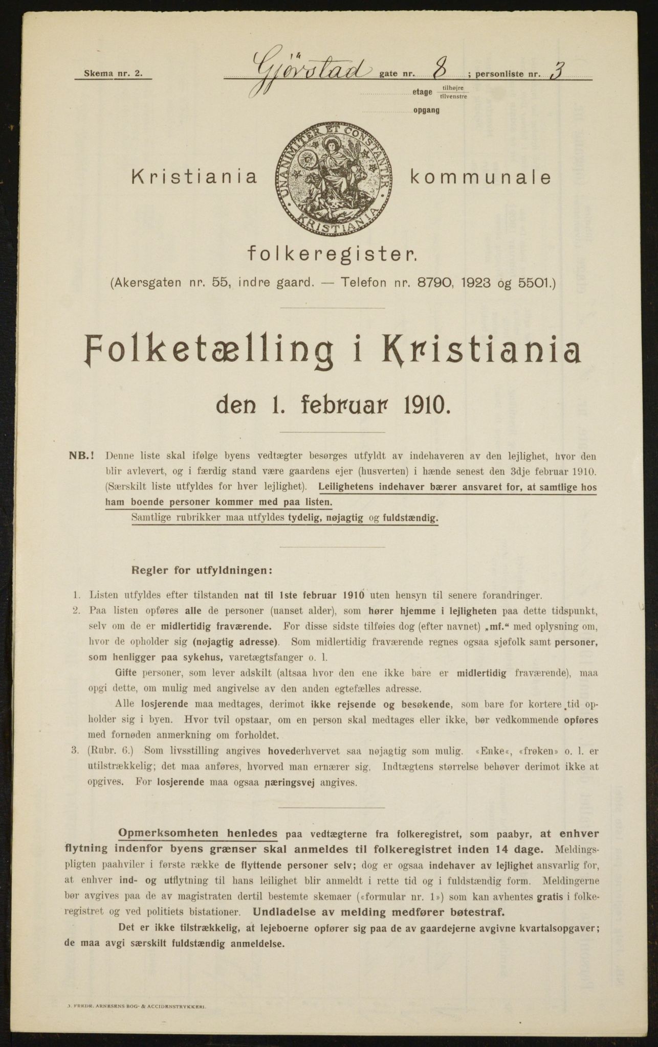 OBA, Municipal Census 1910 for Kristiania, 1910, p. 27884