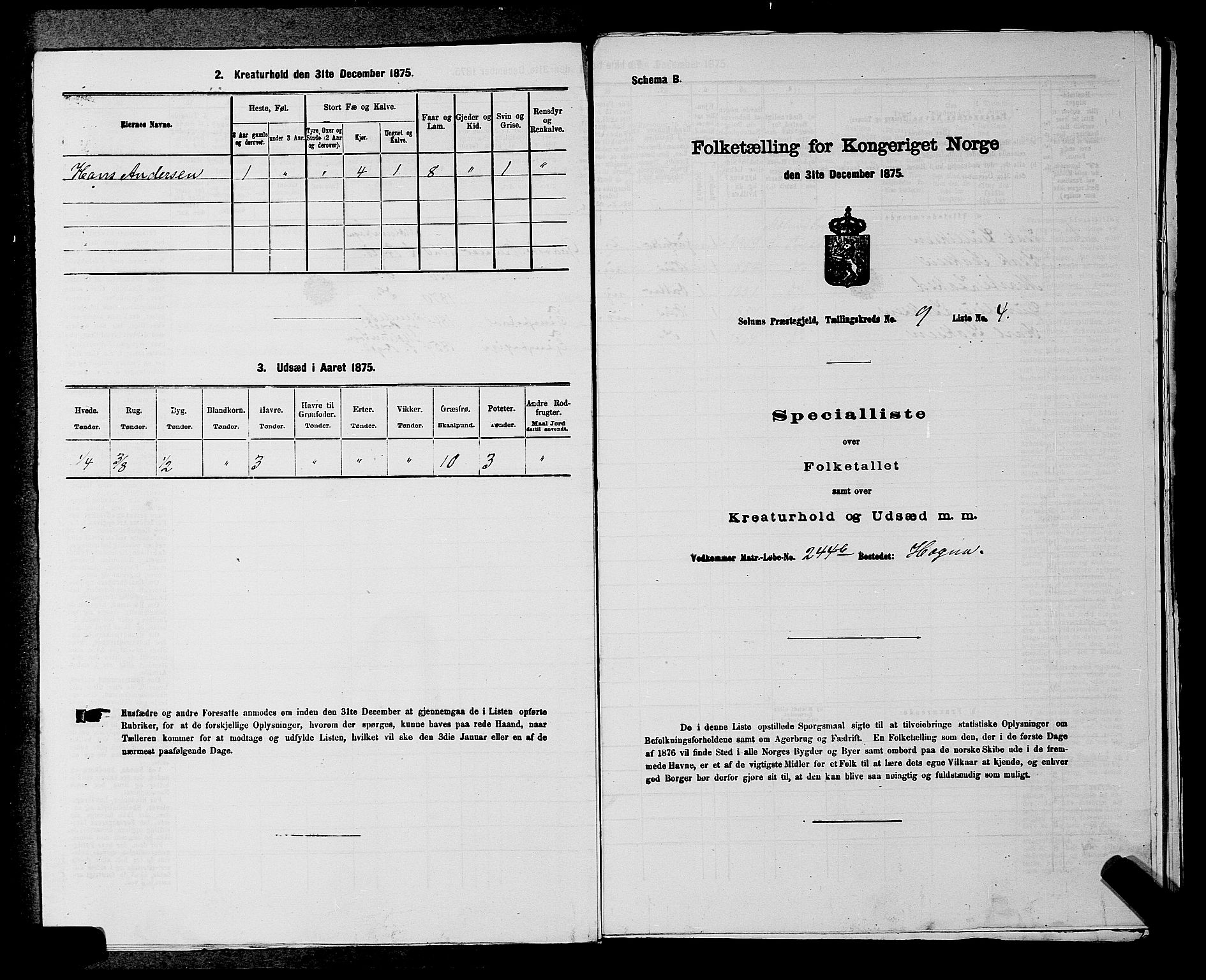 SAKO, 1875 census for 0818P Solum, 1875, p. 1385