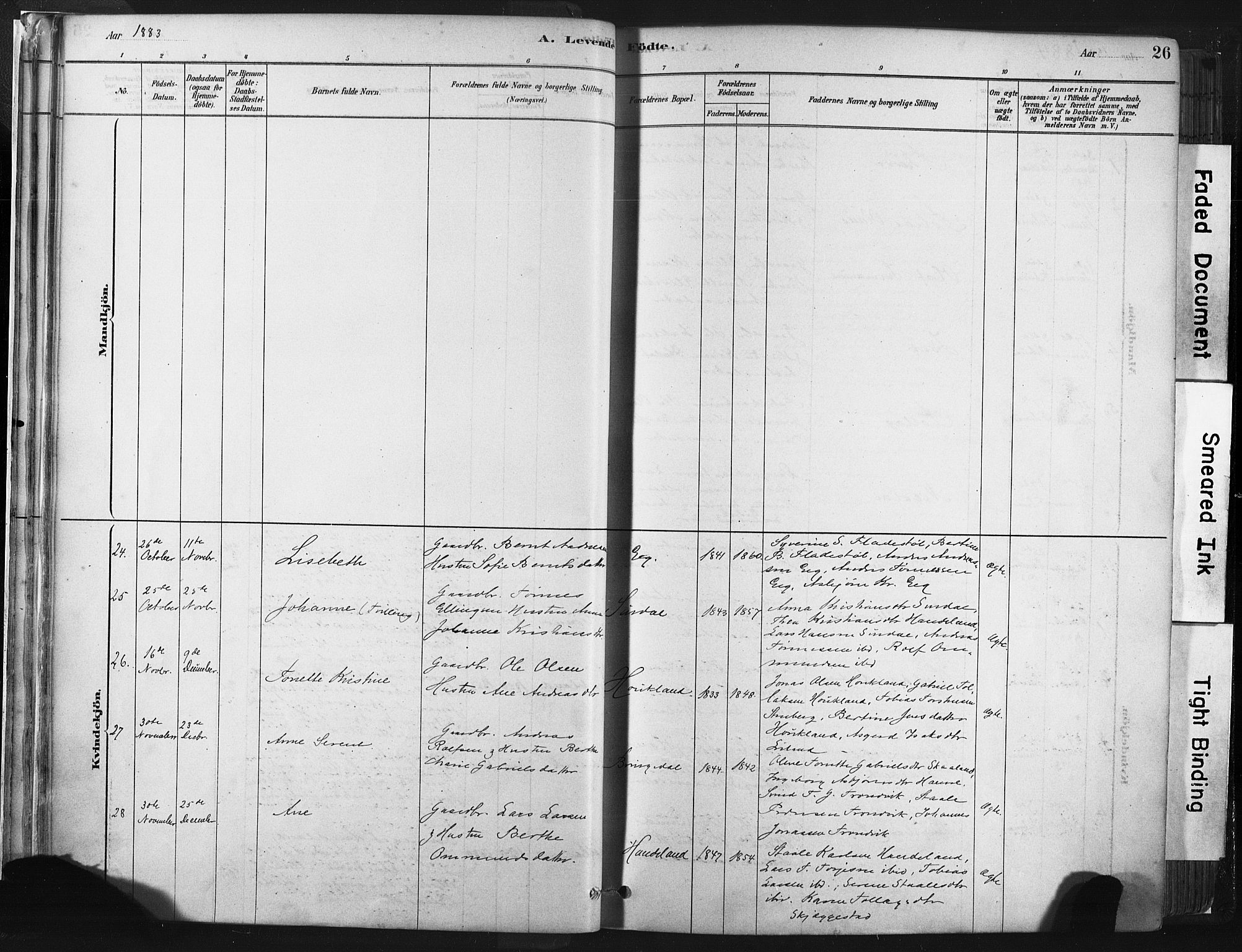 Lund sokneprestkontor, SAST/A-101809/S06/L0011: Parish register (official) no. A 10, 1877-1904, p. 26