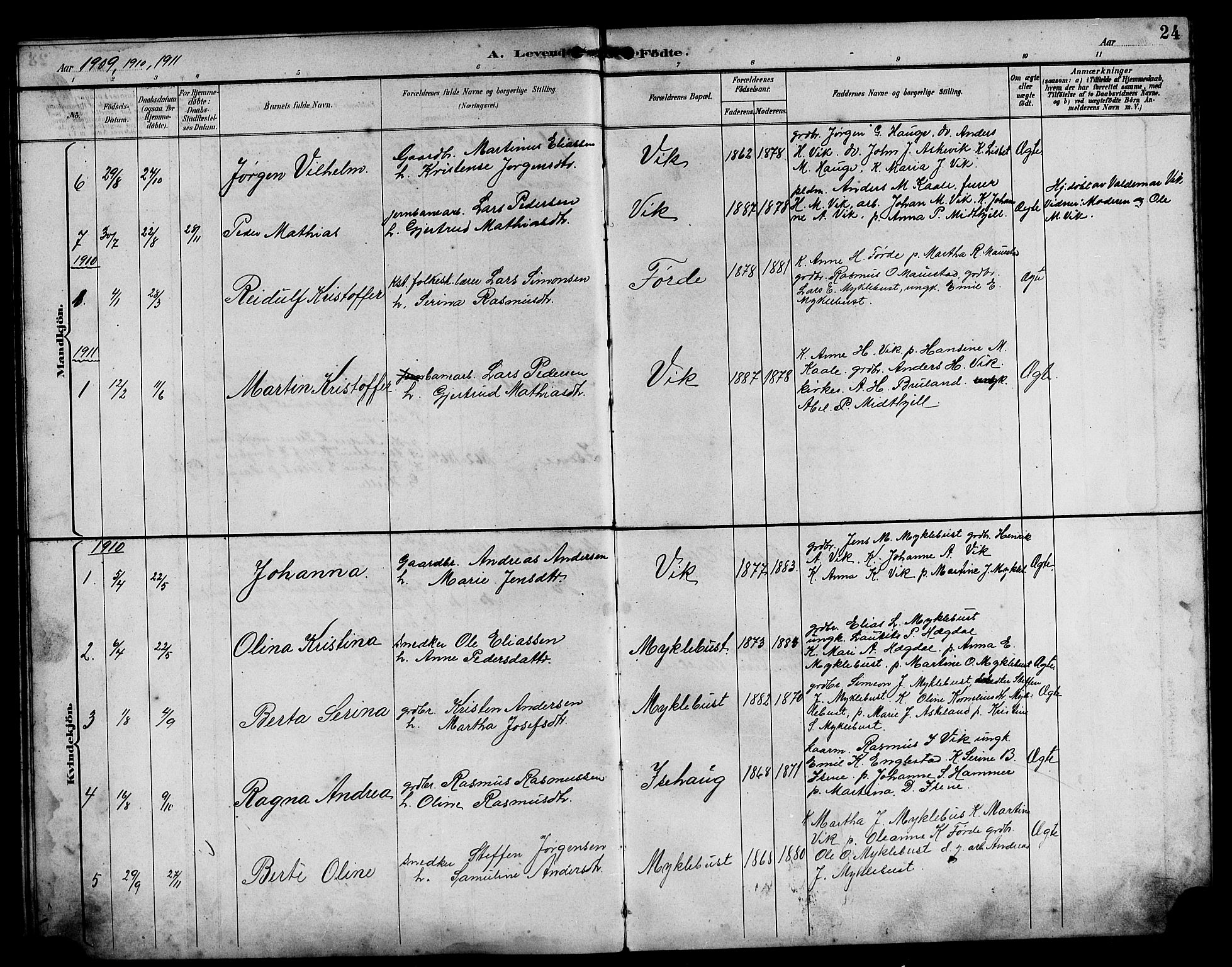 Davik sokneprestembete, AV/SAB-A-79701/H/Hab/Habd/L0002: Parish register (copy) no. D 2, 1890-1919, p. 24