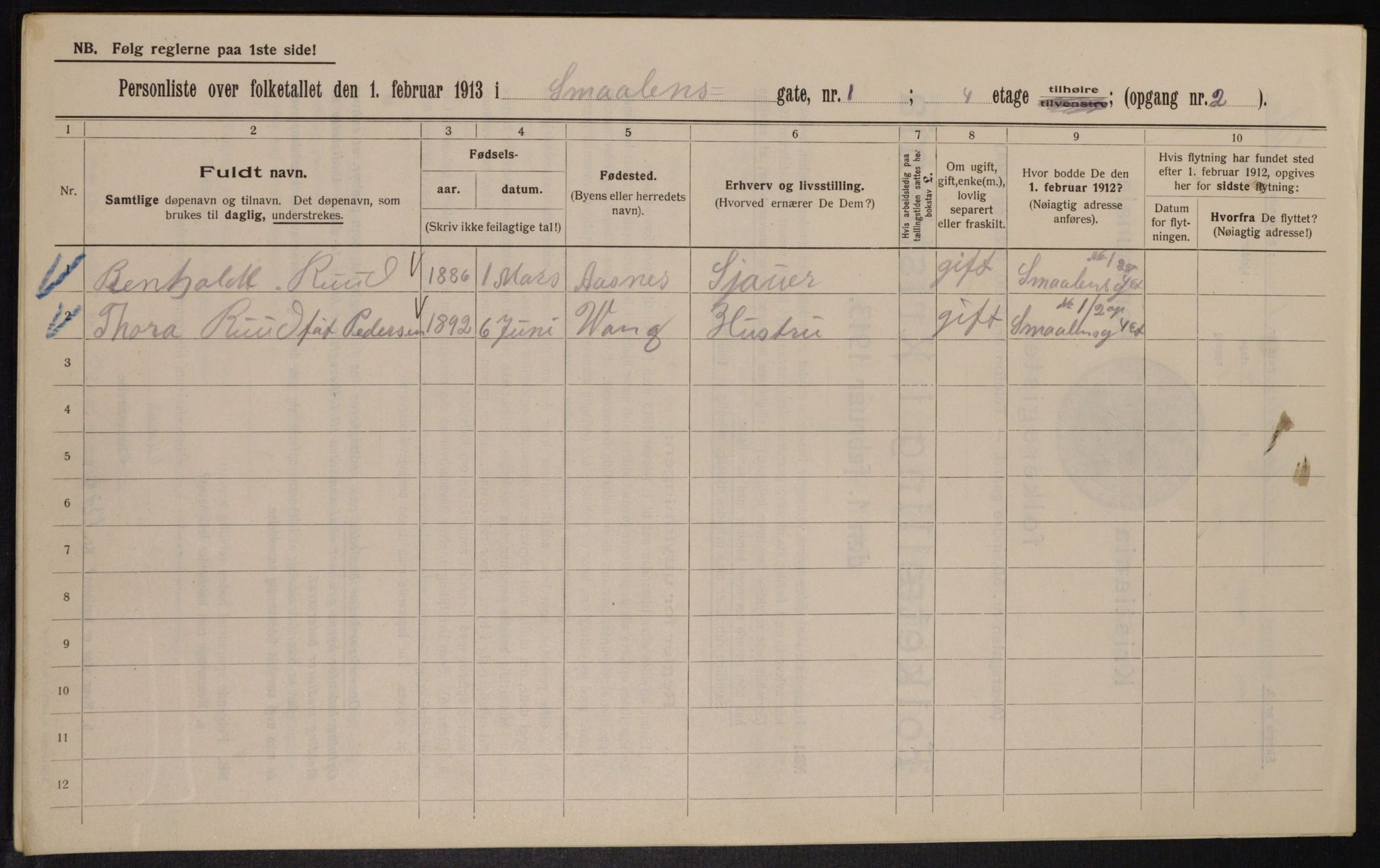 OBA, Municipal Census 1913 for Kristiania, 1913, p. 97719