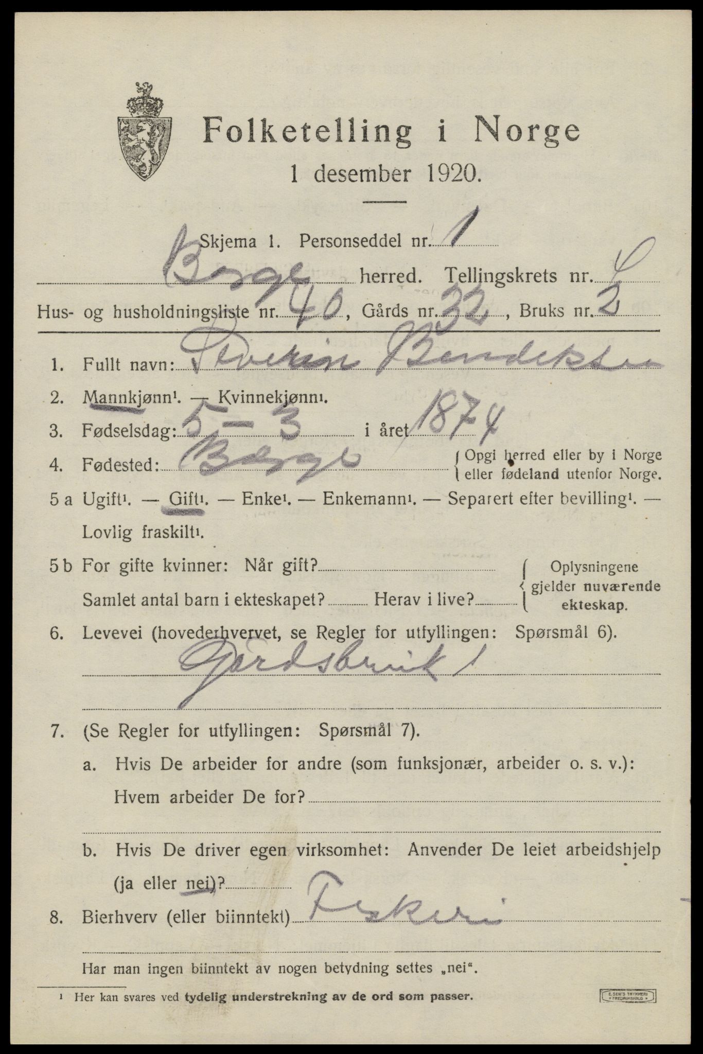 SAT, 1920 census for Borge, 1920, p. 4787