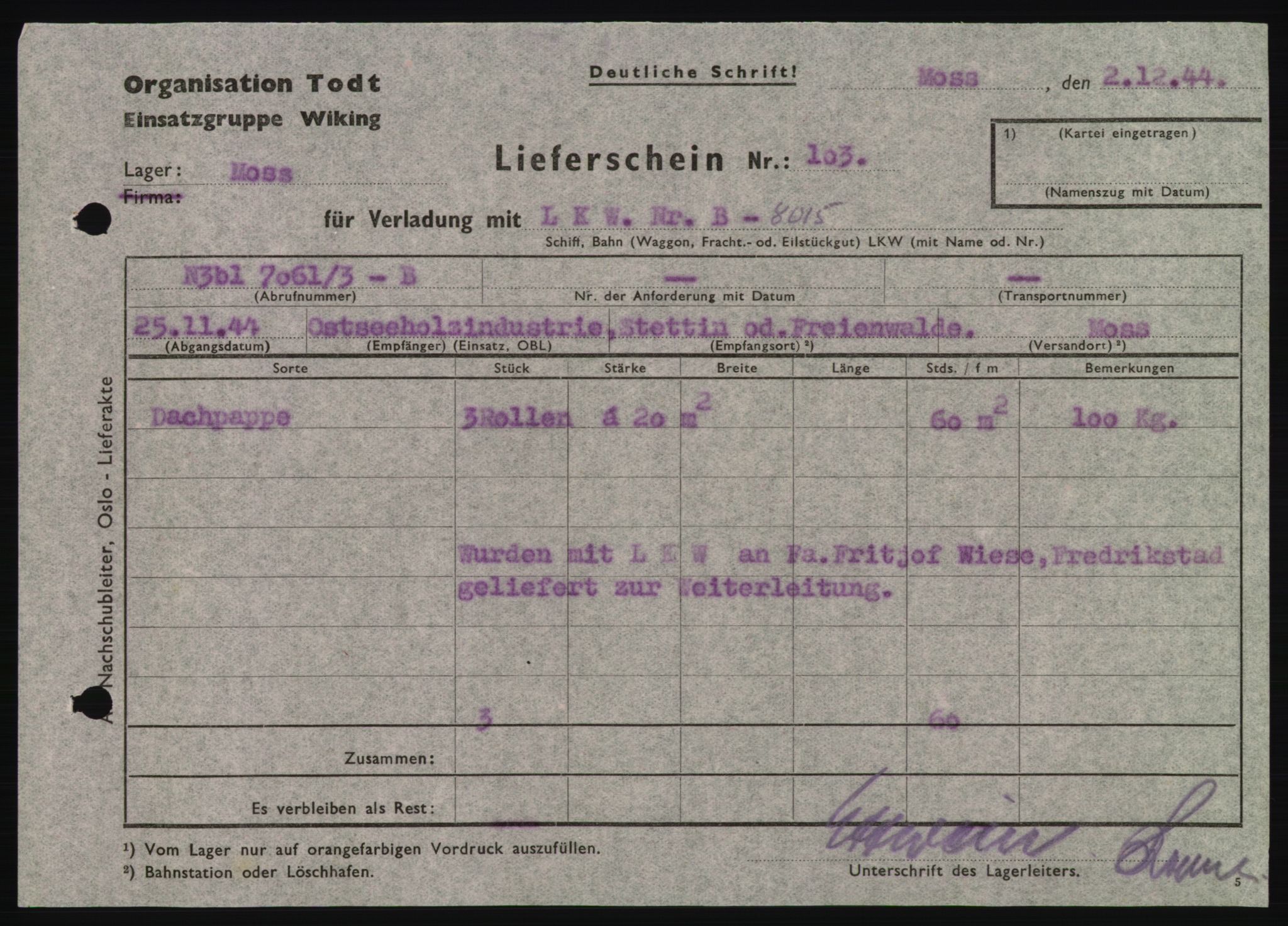 Tyske arkiver, Organisation Todt (OT), Einsatzgruppe Wiking, RA/RAFA-2188/1/E/E7/E7b/L0067/0001: -- / akte 102. 1-7. Blockhäuser für Deutschland. Heggedal Bruk., 1940-1945