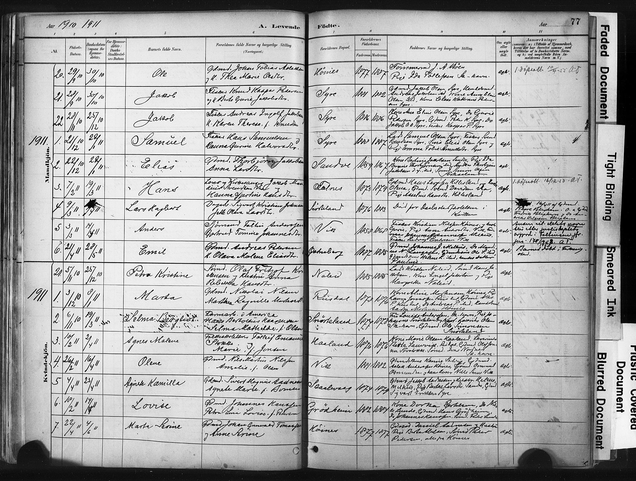 Skudenes sokneprestkontor, AV/SAST-A -101849/H/Ha/Haa/L0009: Parish register (official) no. A 6, 1882-1912, p. 77