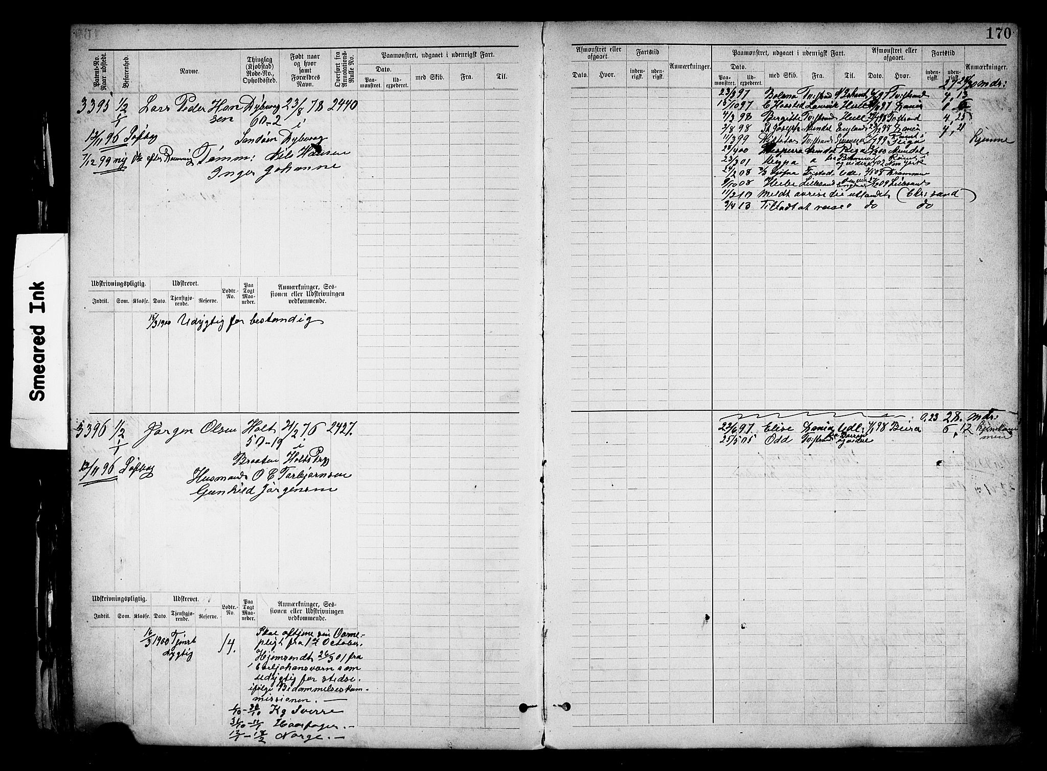 Tvedestrand mønstringskrets, SAK/2031-0011/F/Fb/L0019: Hovedrulle nr 3057-3818, U-35, 1892-1906, p. 174