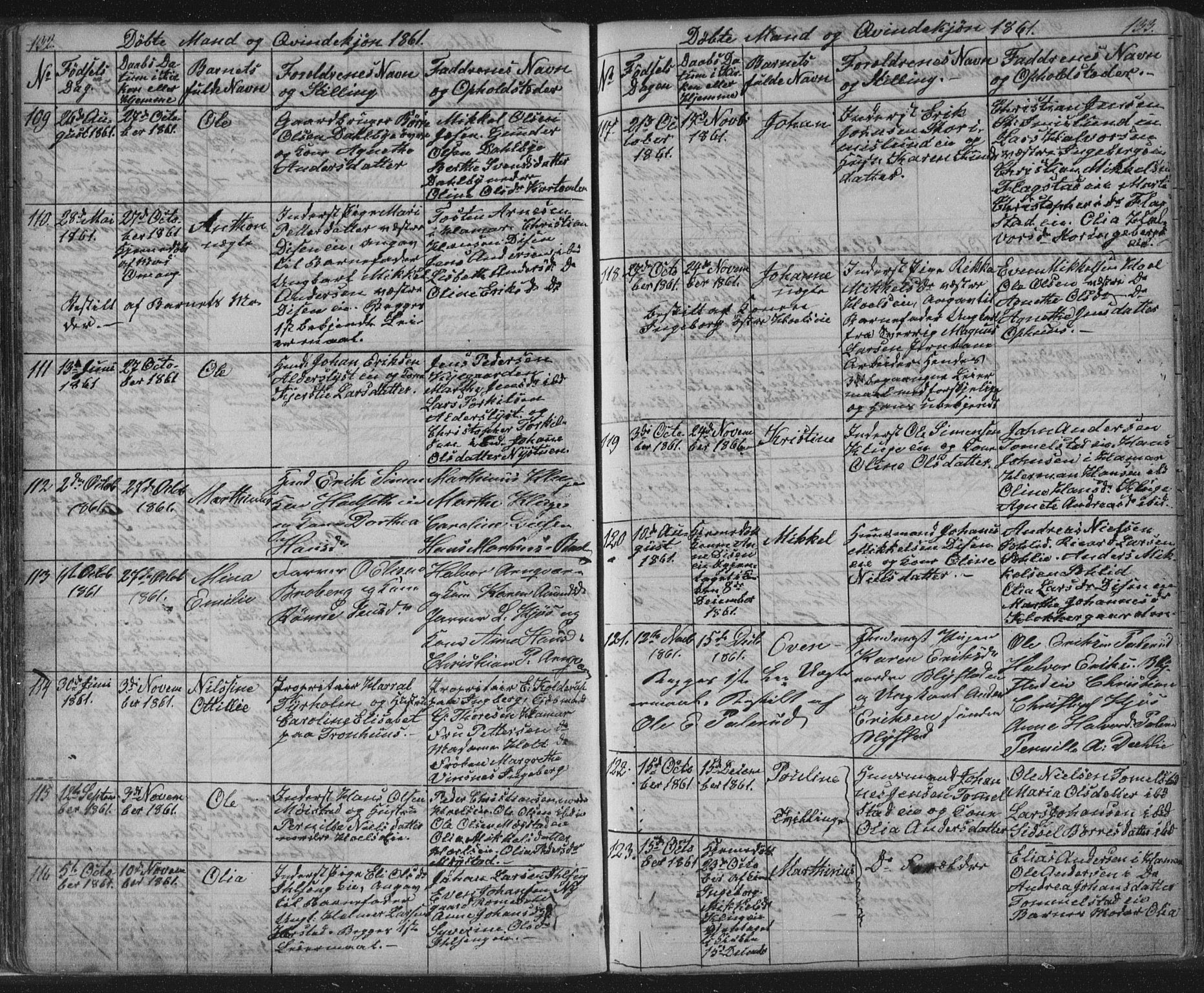 Vang prestekontor, Hedmark, SAH/PREST-008/H/Ha/Hab/L0010A: Parish register (copy) no. 10a, 1854-1896, p. 132-133