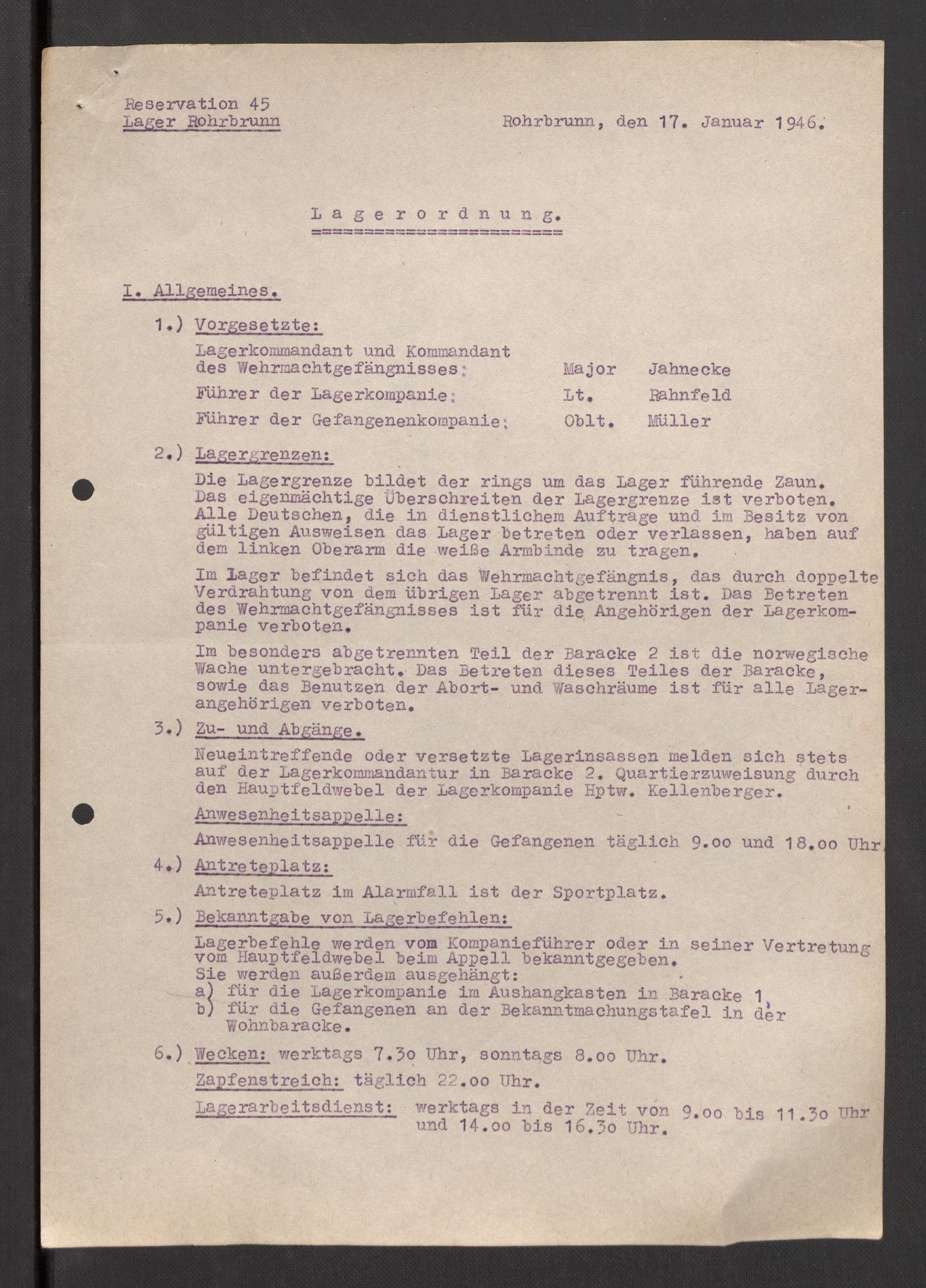 Deutscher Oberbefehlshaber Norwegen (DOBN), AV/RA-RAFA-2197/D/Dja/L0070/0001: DBO Abt. 1a / Lagerordnungen, 1946