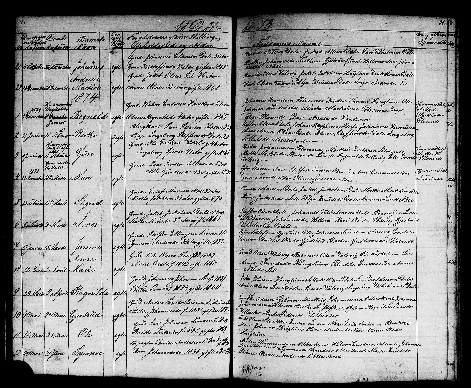 Vik sokneprestembete, AV/SAB-A-81501/H/Hab/Habb/L0001: Parish register (copy) no. B 1, 1847-1877, p. 37