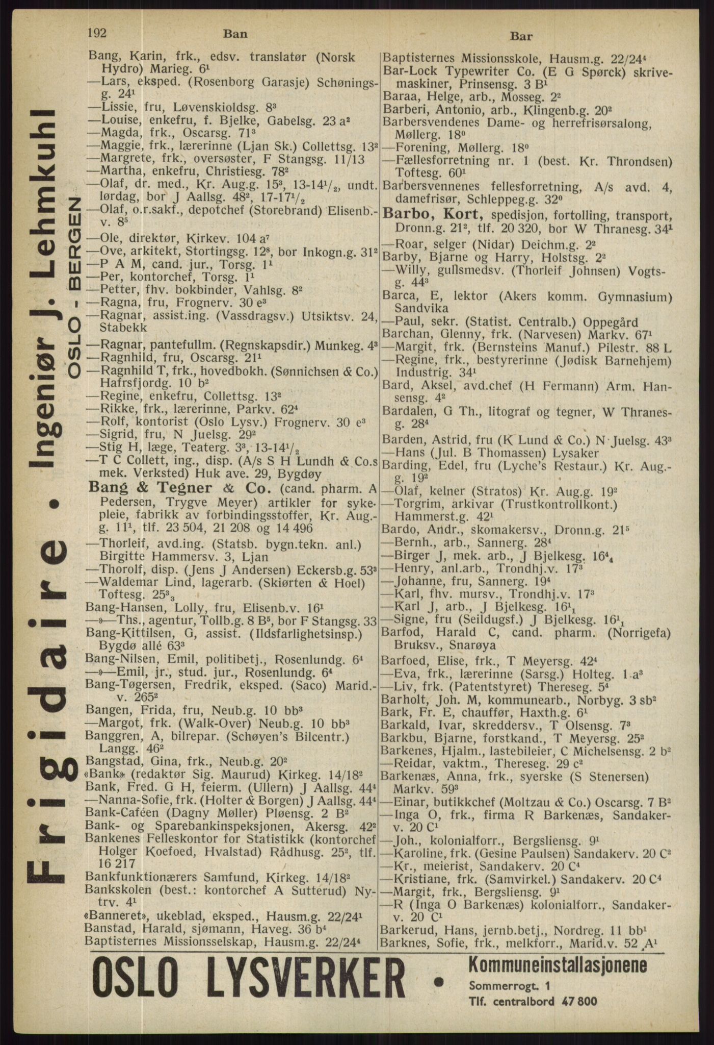 Kristiania/Oslo adressebok, PUBL/-, 1936, p. 192