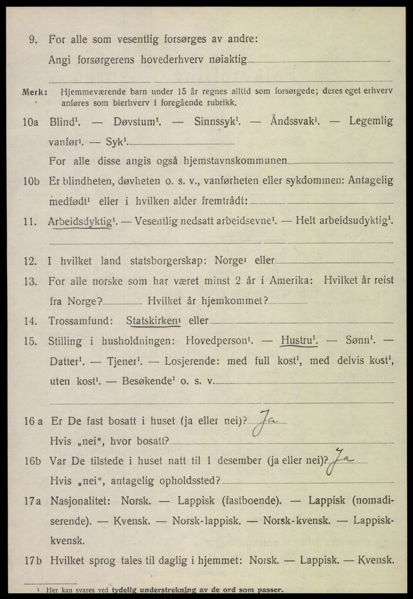 SAT, 1920 census for Ogndal, 1920, p. 2950