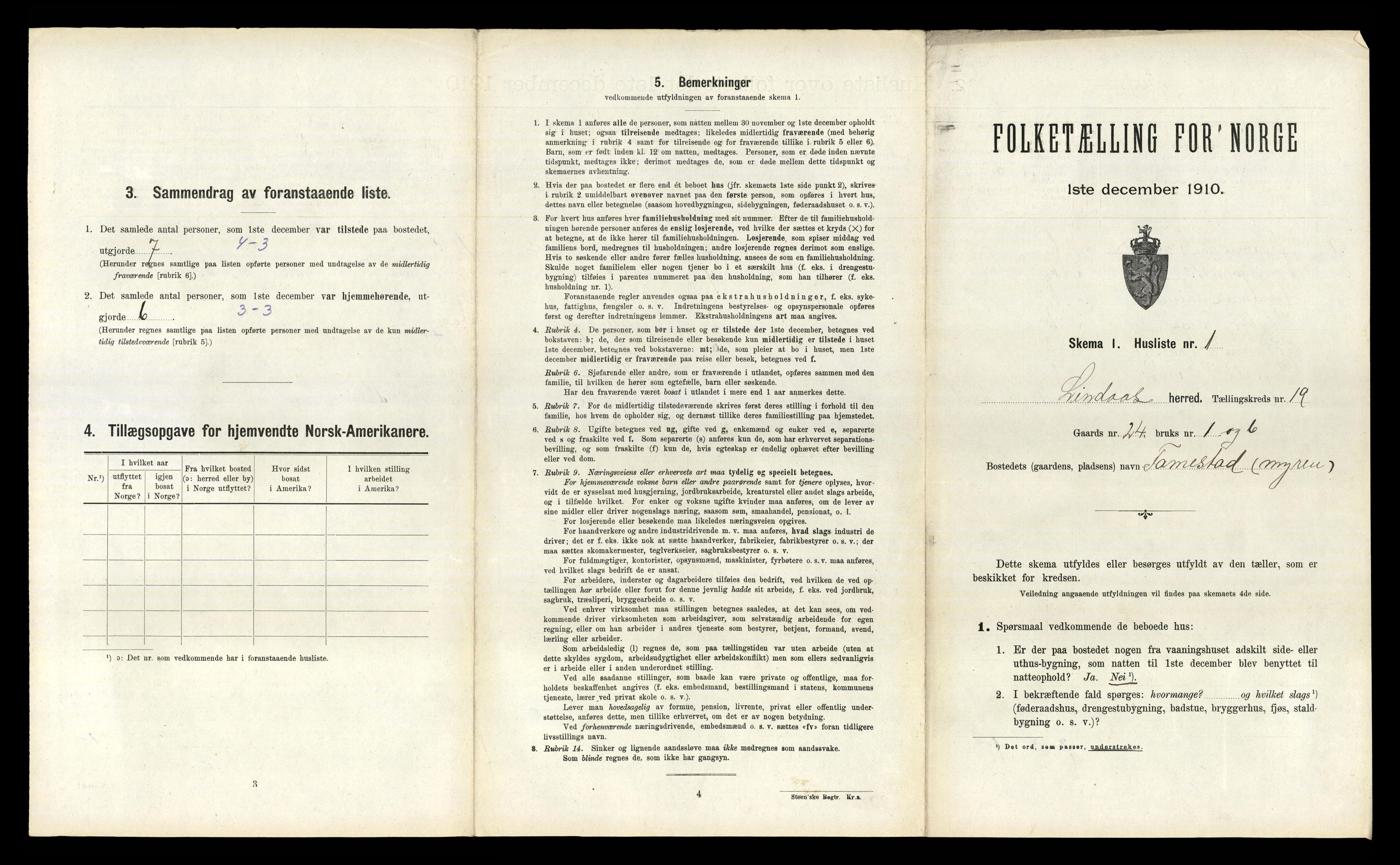 RA, 1910 census for Lindås, 1910, p. 1174