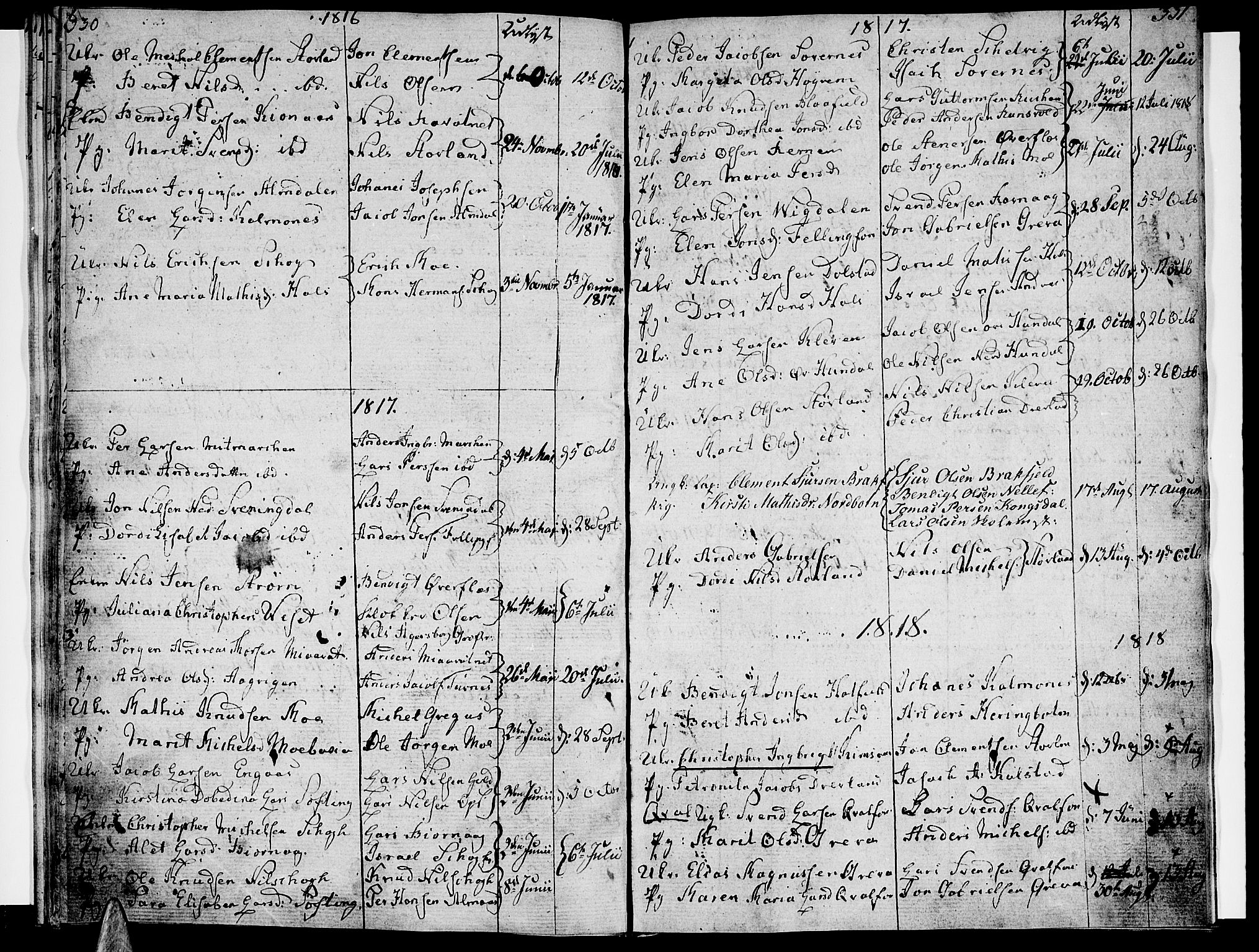 Ministerialprotokoller, klokkerbøker og fødselsregistre - Nordland, SAT/A-1459/820/L0287: Parish register (official) no. 820A08, 1800-1819, p. 330-331