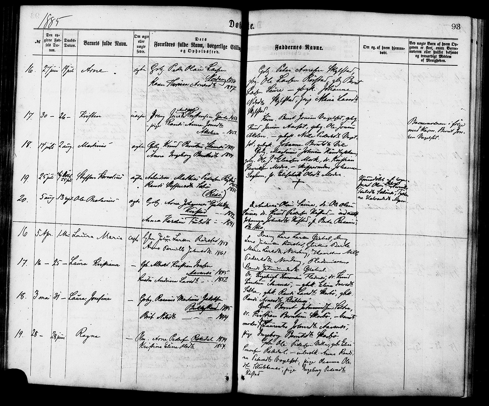 Ministerialprotokoller, klokkerbøker og fødselsregistre - Møre og Romsdal, AV/SAT-A-1454/515/L0210: Parish register (official) no. 515A06, 1868-1885, p. 93