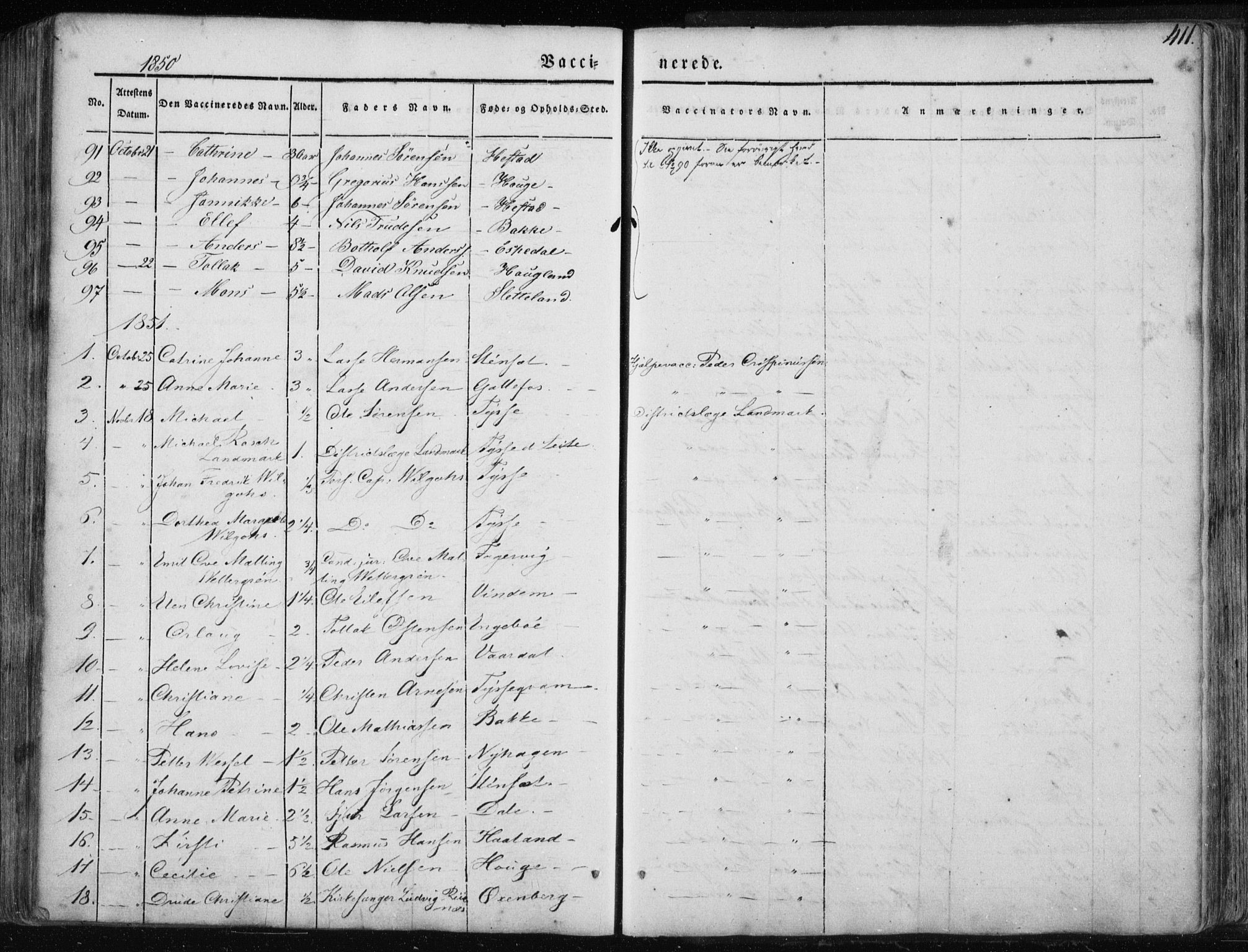 Fjaler sokneprestembete, SAB/A-79801/H/Haa/Haaa/L0006: Parish register (official) no. A 6, 1835-1884, p. 411