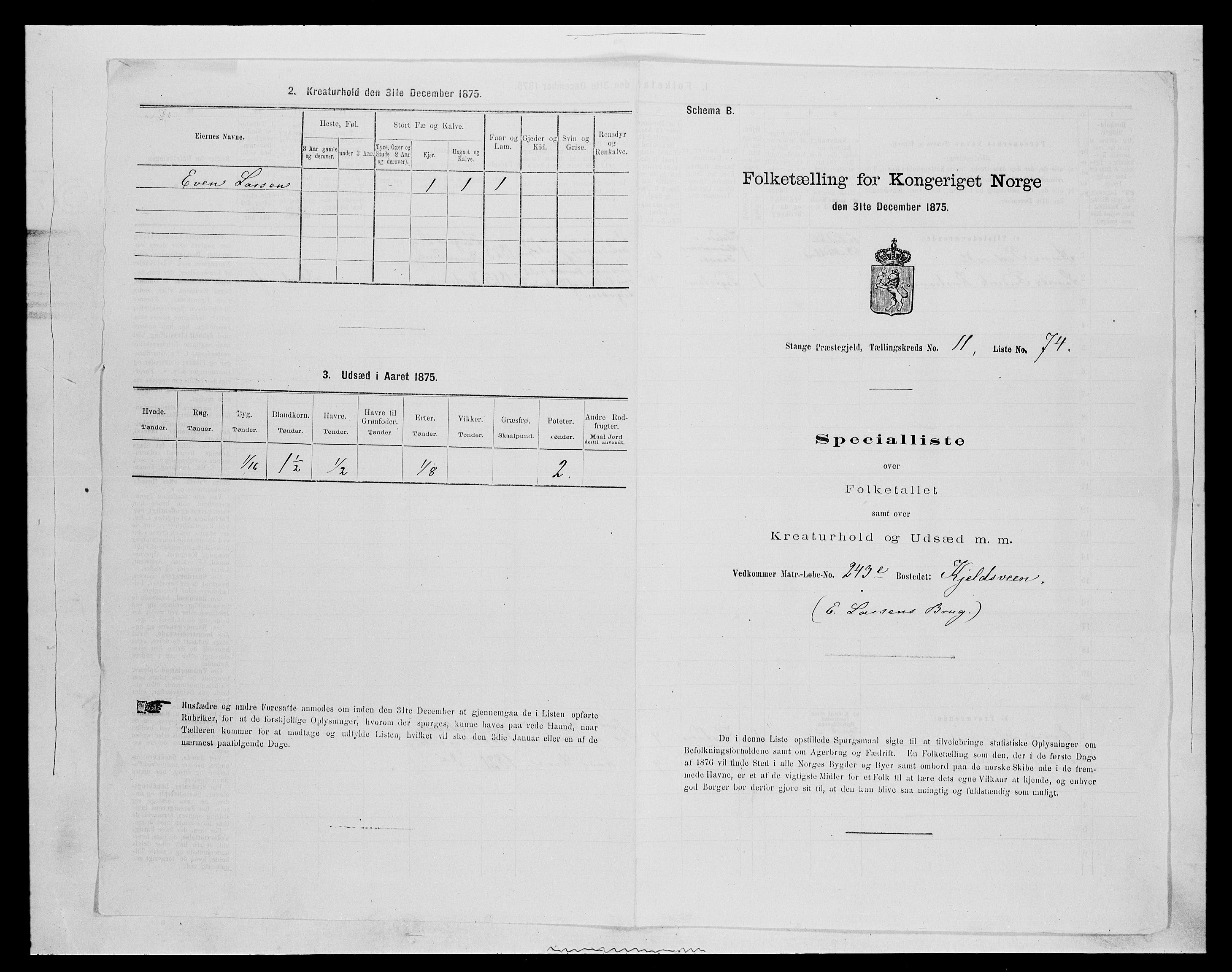 SAH, 1875 census for 0417P Stange, 1875, p. 1975