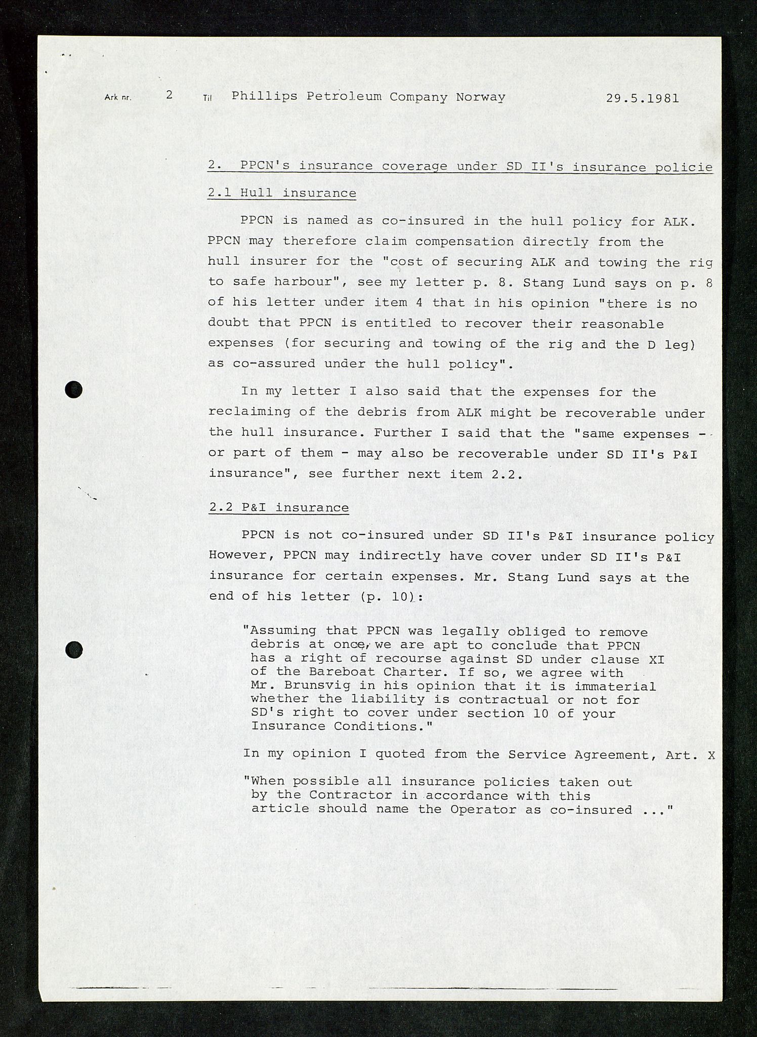 Pa 1503 - Stavanger Drilling AS, SAST/A-101906/Da/L0017: Alexander L. Kielland - Saks- og korrespondansearkiv, 1981-1984, p. 212