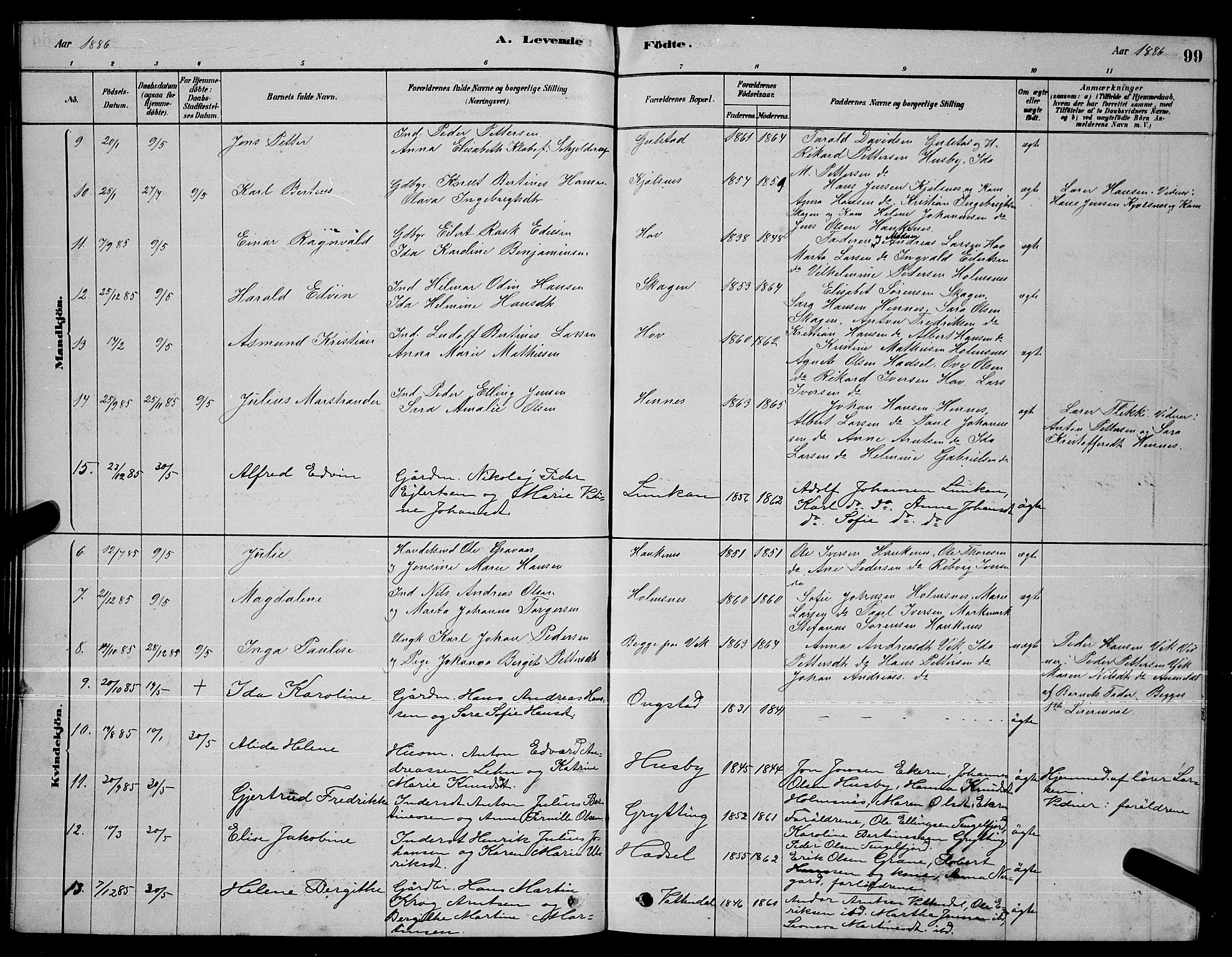 Ministerialprotokoller, klokkerbøker og fødselsregistre - Nordland, AV/SAT-A-1459/888/L1267: Parish register (copy) no. 888C05, 1878-1890, p. 99