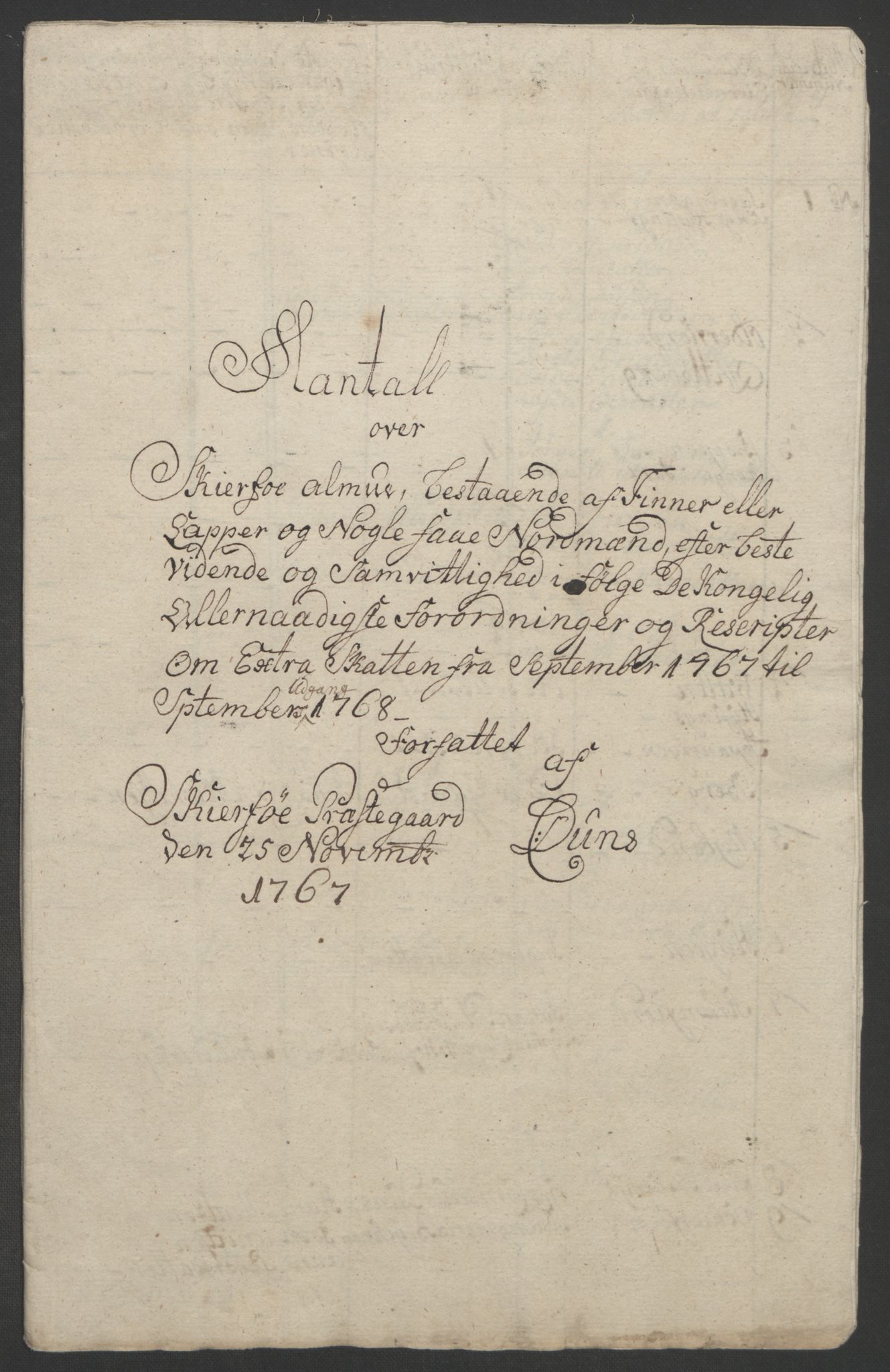 Rentekammeret inntil 1814, Realistisk ordnet avdeling, RA/EA-4070/Ol/L0022b: [Gg 10]: Ekstraskatten, 23.09.1762. Senja og Troms, 1765-1768, p. 294