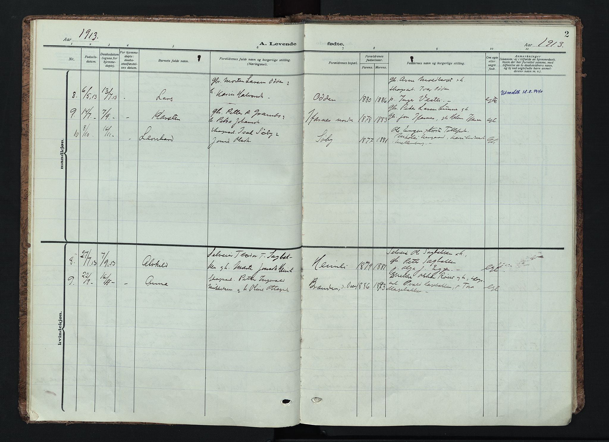 Trysil prestekontor, AV/SAH-PREST-046/H/Ha/Haa/L0016: Parish register (official) no. 16, 1913-1946, p. 2