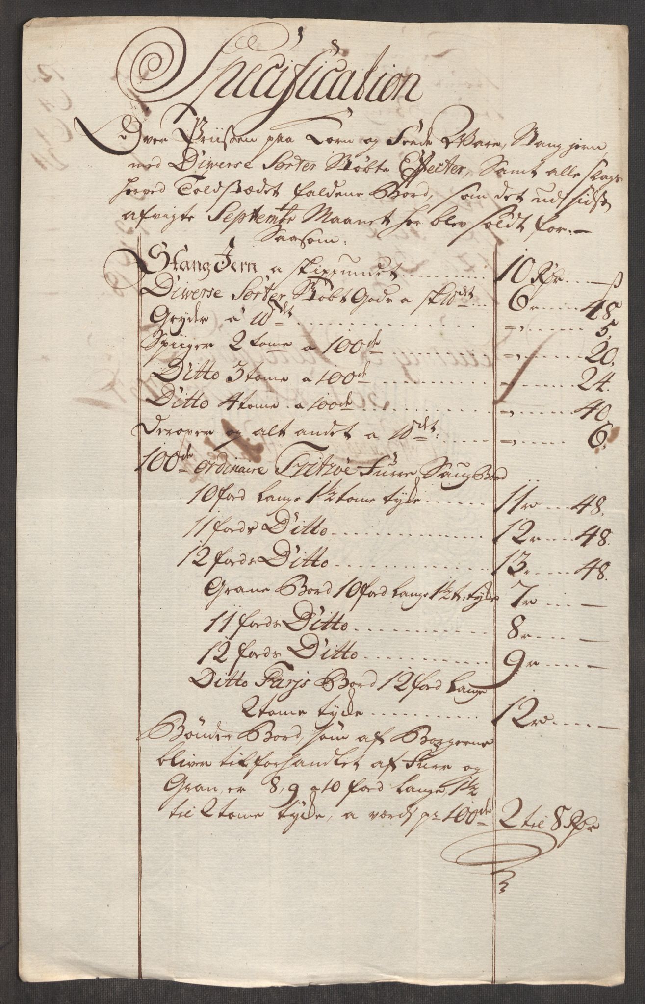 Rentekammeret inntil 1814, Realistisk ordnet avdeling, AV/RA-EA-4070/Oe/L0001: [Ø1]: Priskuranter, 1712-1739, p. 556