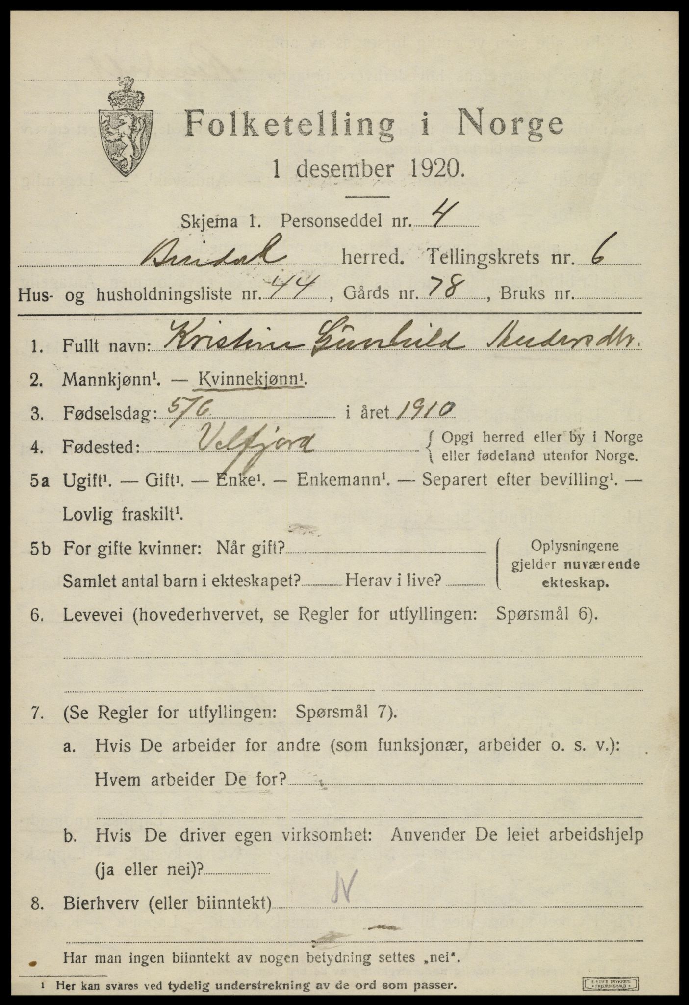 SAT, 1920 census for Bindal, 1920, p. 5415