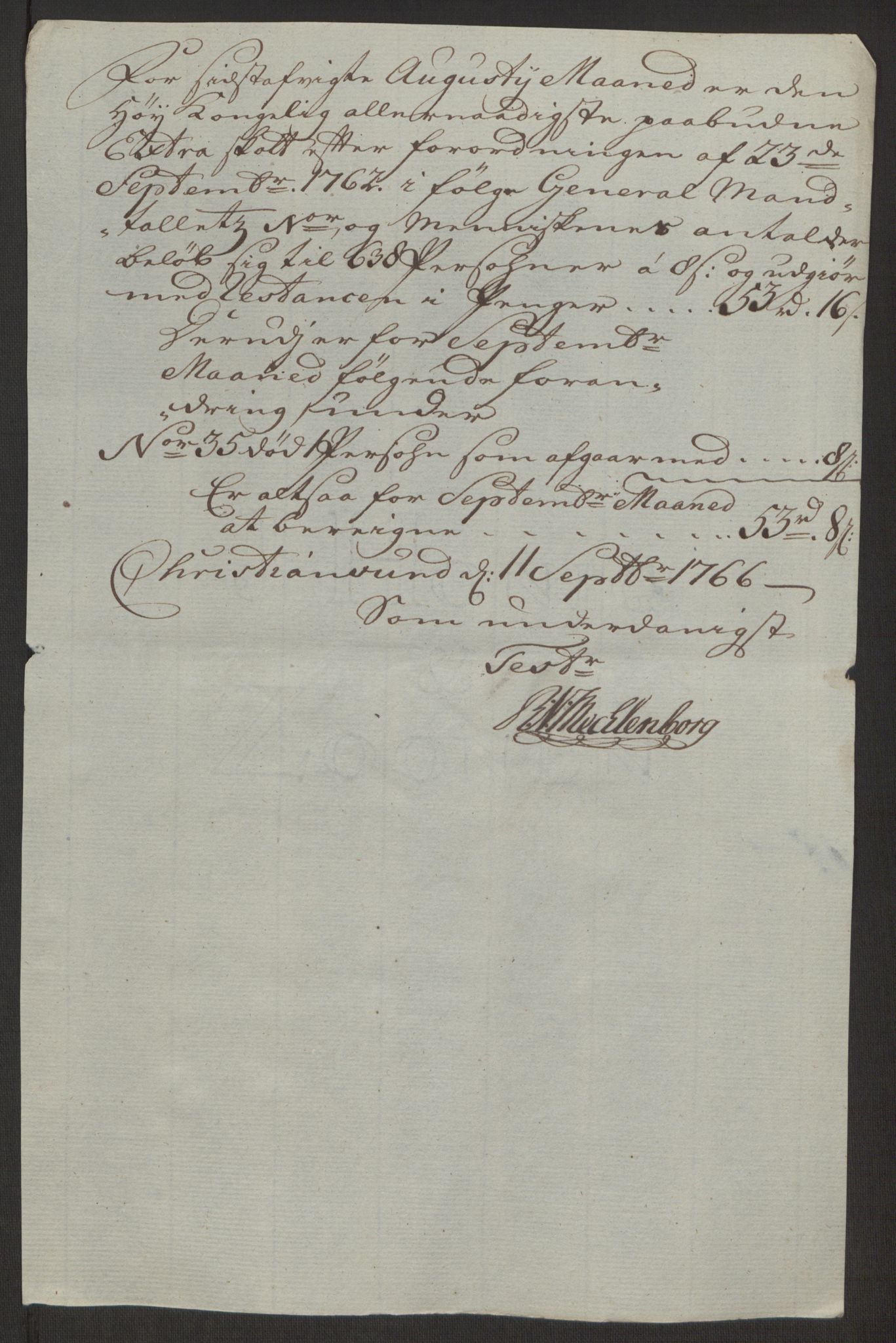 Rentekammeret inntil 1814, Reviderte regnskaper, Byregnskaper, AV/RA-EA-4066/R/Rr/L0495/0004: [R1] Kontribusjonsregnskap / Ekstraskatt, 1762-1772, p. 126