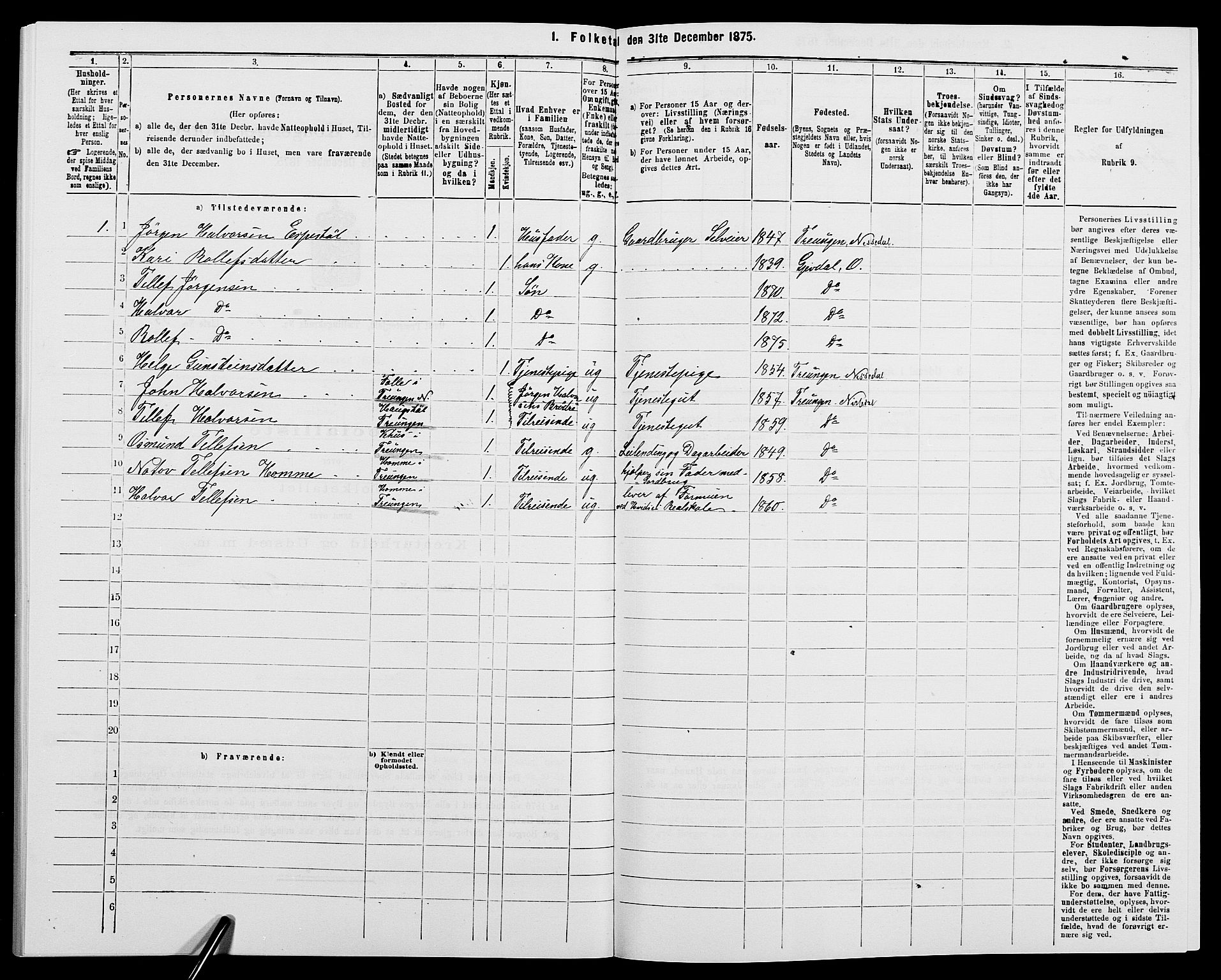 SAK, 1875 census for 0929P Åmli, 1875, p. 111