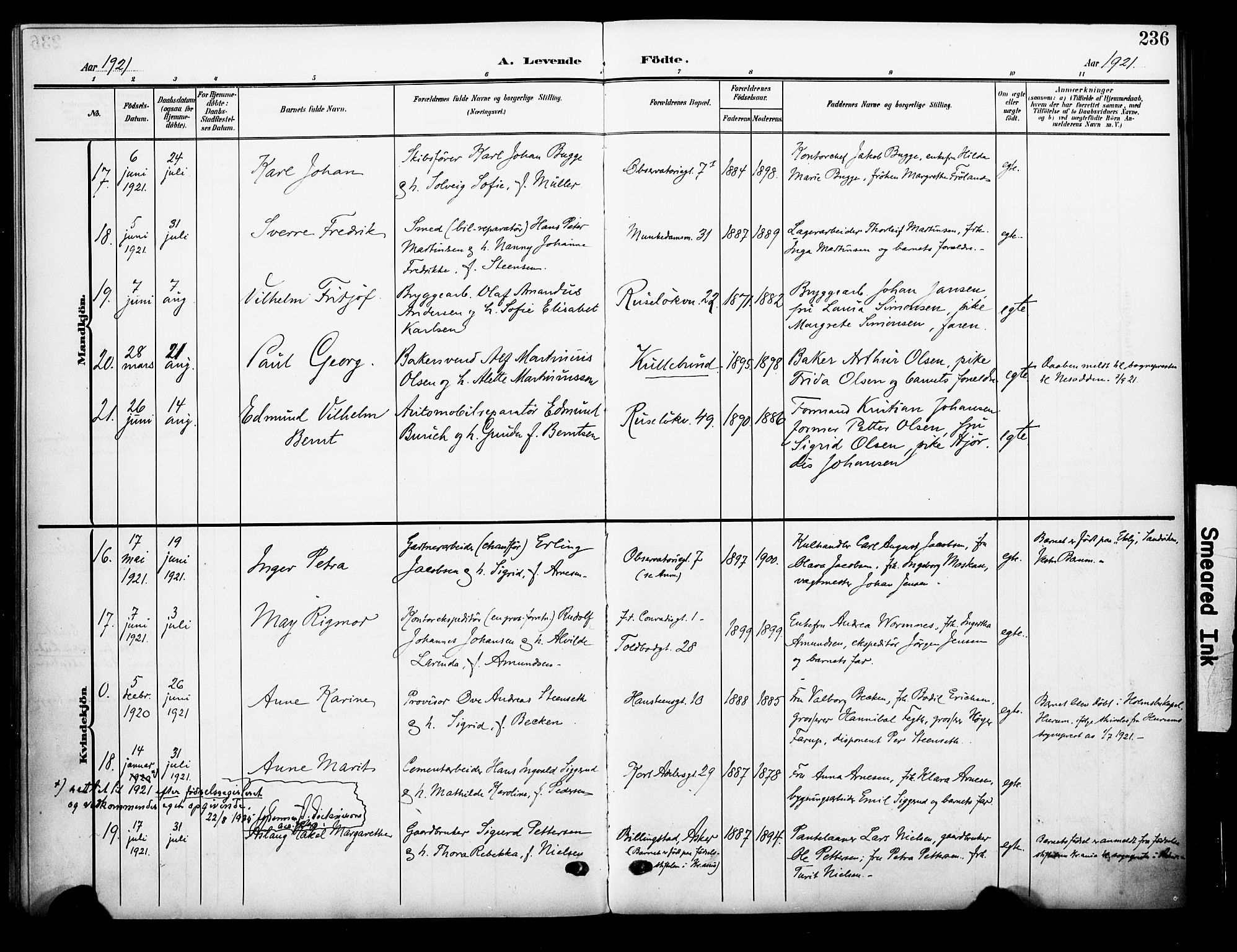 Johannes prestekontor Kirkebøker, AV/SAO-A-10852/F/Fa/L0009: Parish register (official) no. 9, 1905-1929, p. 236