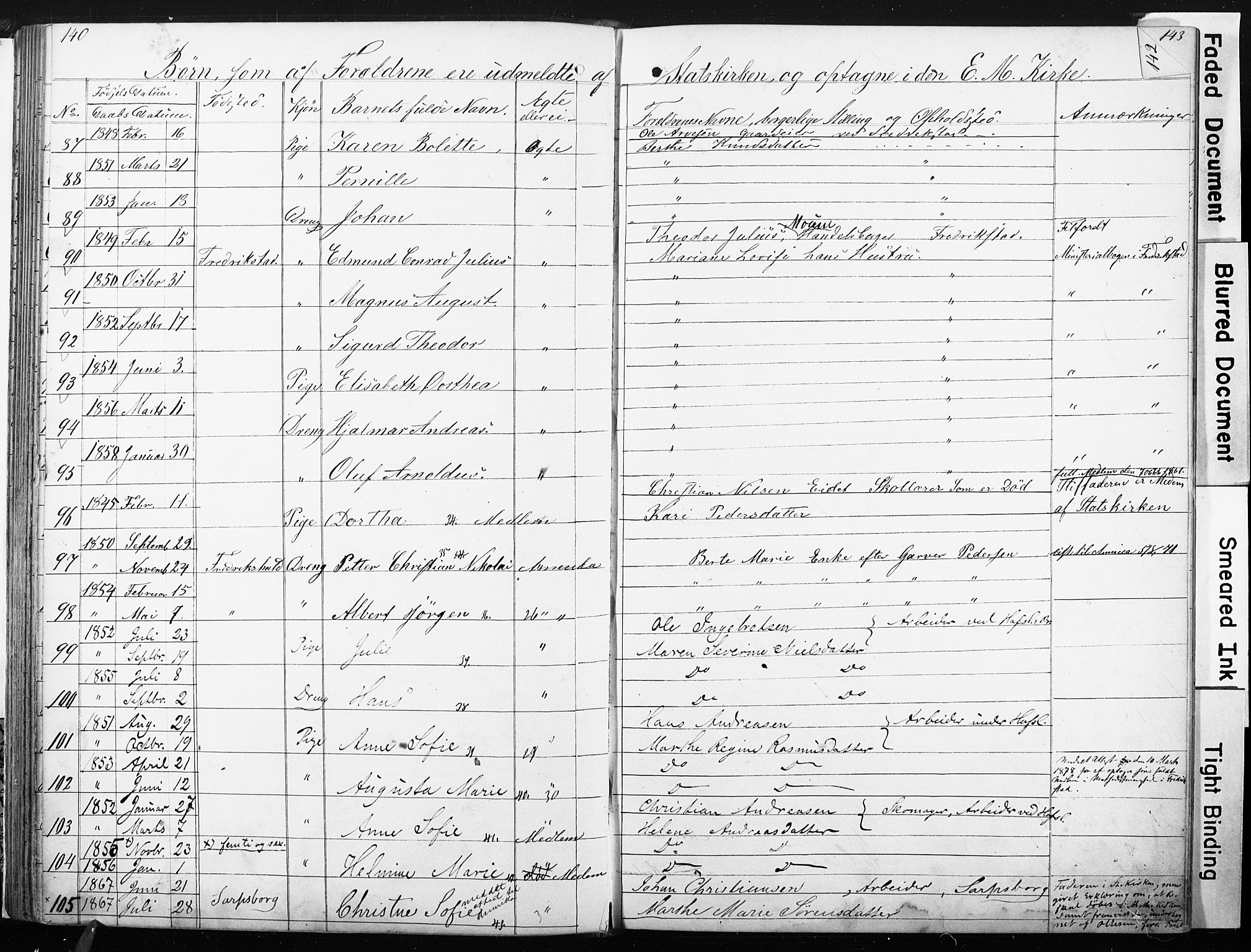 Sarpsborg metodistkirke, SAO/PAO-0233/A/L0001: Dissenter register no. 1, 1856-1875, p. 140-141