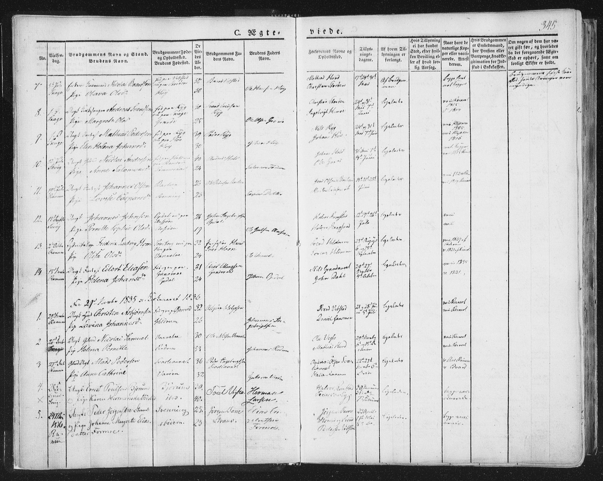 Ministerialprotokoller, klokkerbøker og fødselsregistre - Nord-Trøndelag, SAT/A-1458/764/L0552: Parish register (official) no. 764A07b, 1824-1865, p. 345