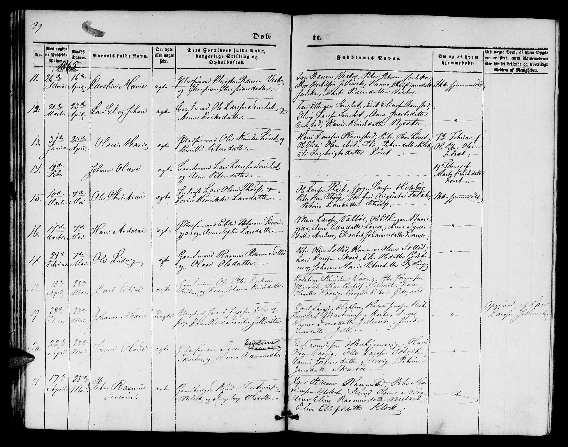 Ministerialprotokoller, klokkerbøker og fødselsregistre - Møre og Romsdal, SAT/A-1454/522/L0324: Parish register (copy) no. 522C03, 1854-1871, p. 39