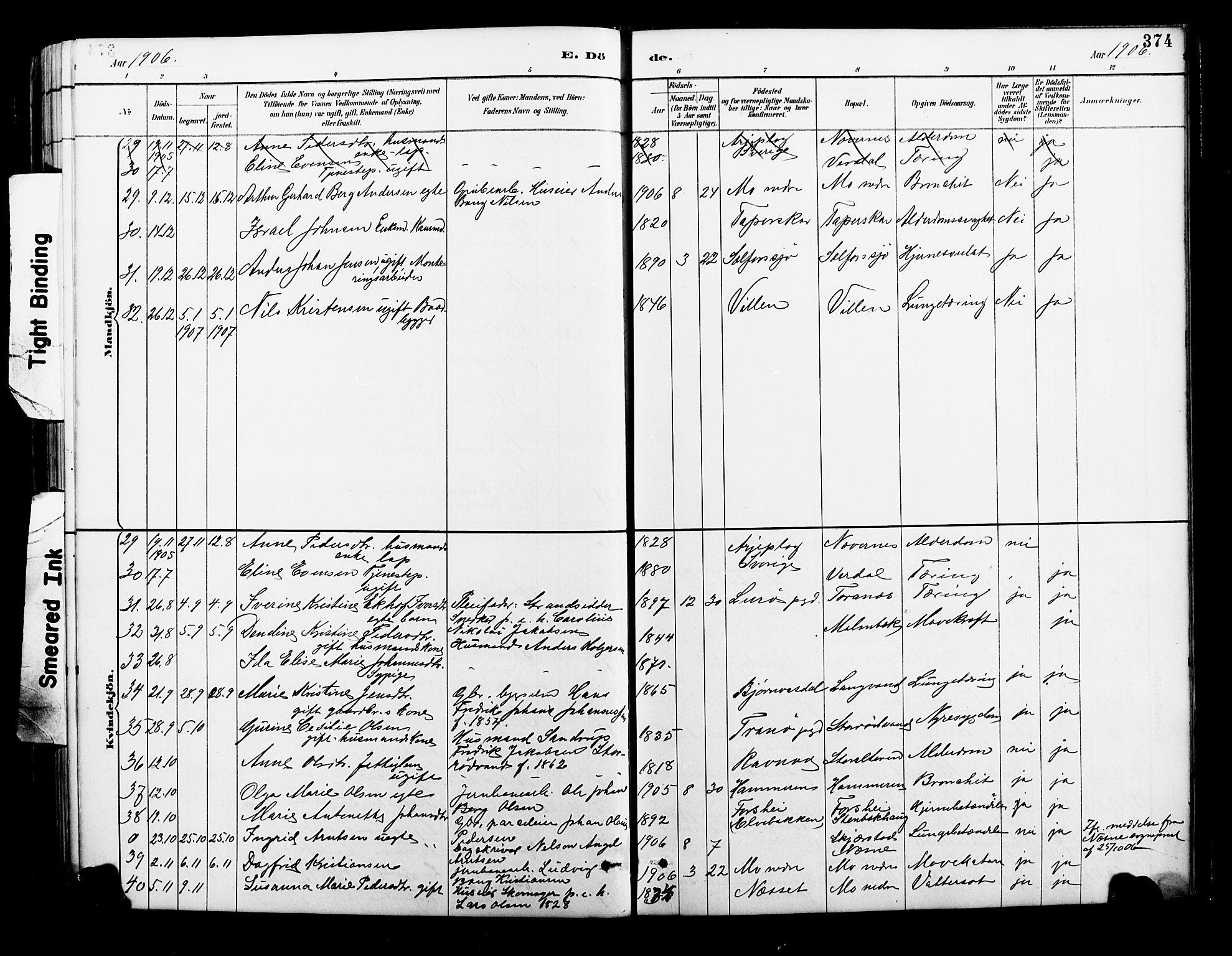 Ministerialprotokoller, klokkerbøker og fødselsregistre - Nordland, AV/SAT-A-1459/827/L0421: Parish register (copy) no. 827C10, 1887-1906, p. 374