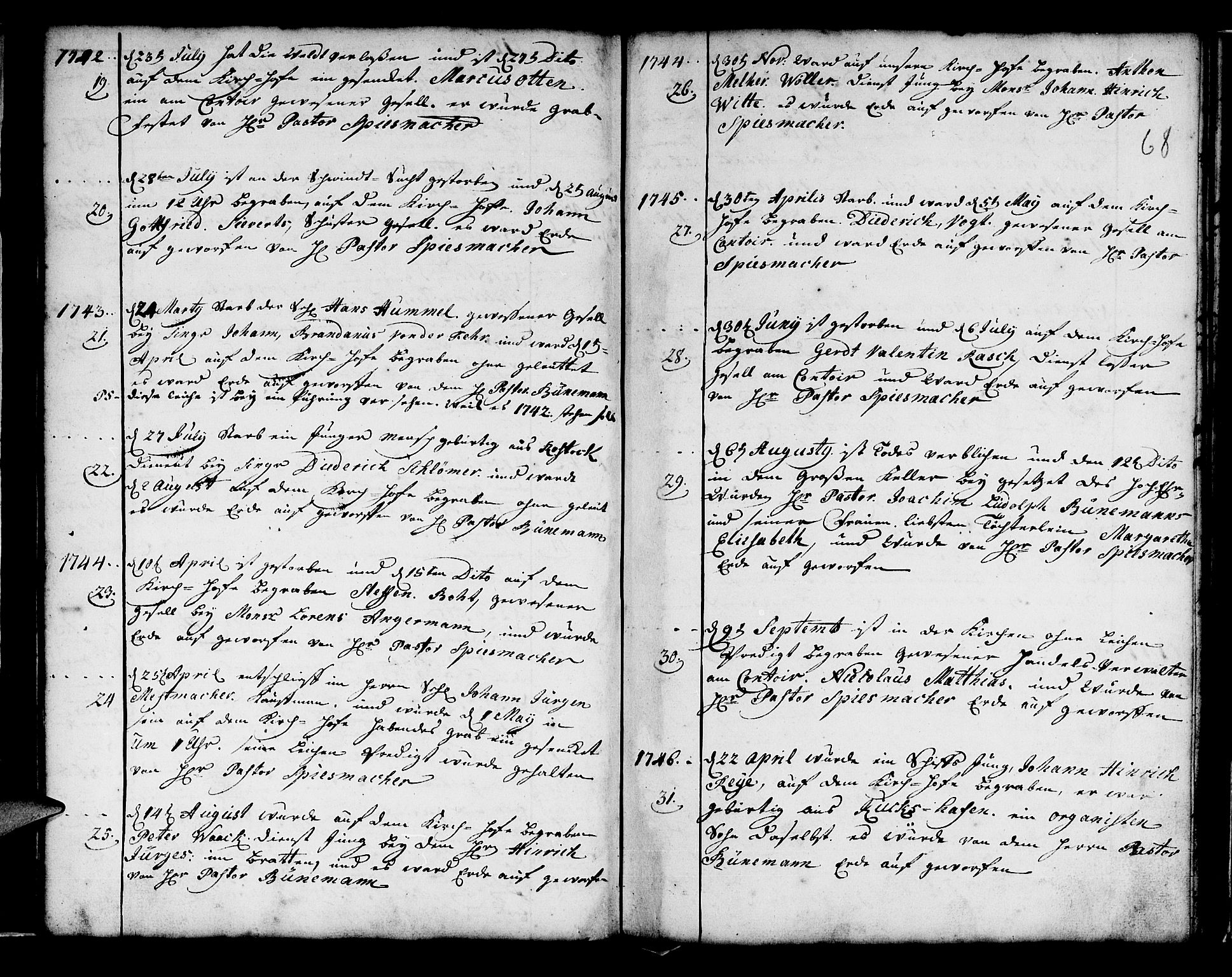 Mariakirken Sokneprestembete, SAB/A-76901/H/Haa/L0001: Parish register (official) no. A 1, 1740-1784, p. 68