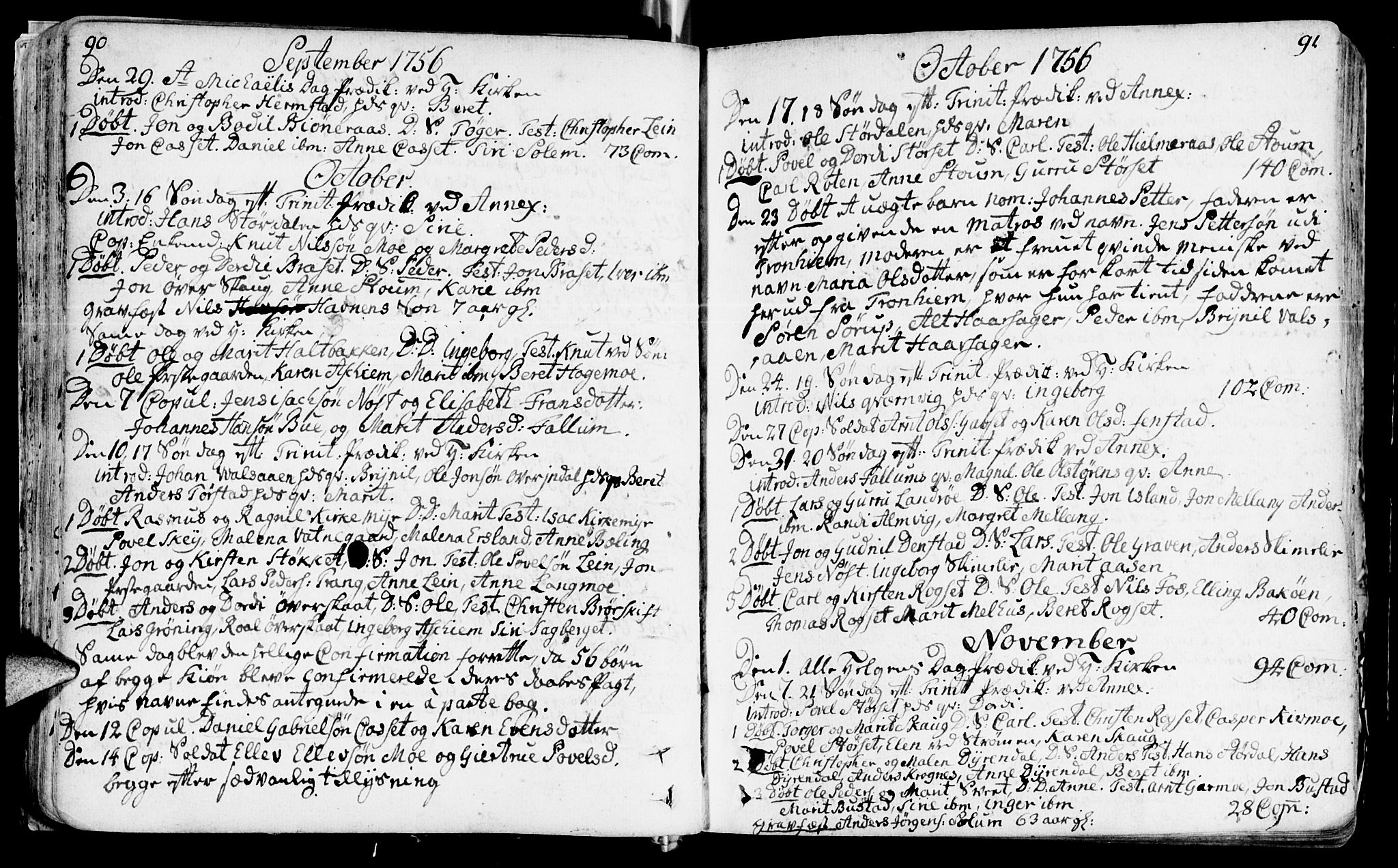 Ministerialprotokoller, klokkerbøker og fødselsregistre - Sør-Trøndelag, AV/SAT-A-1456/646/L0605: Parish register (official) no. 646A03, 1751-1790, p. 90-91