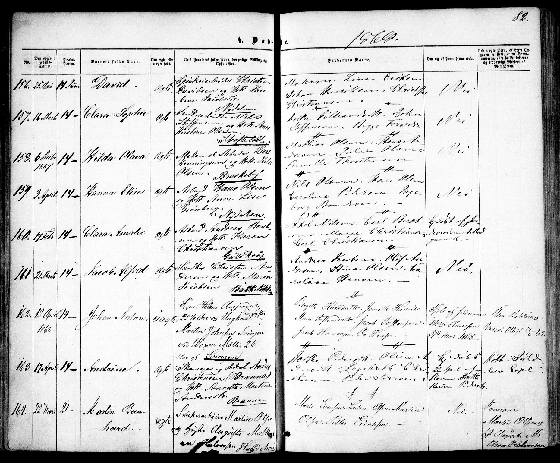 Vestre Aker prestekontor Kirkebøker, AV/SAO-A-10025/F/Fa/L0004: Parish register (official) no. 4, 1857-1877, p. 82