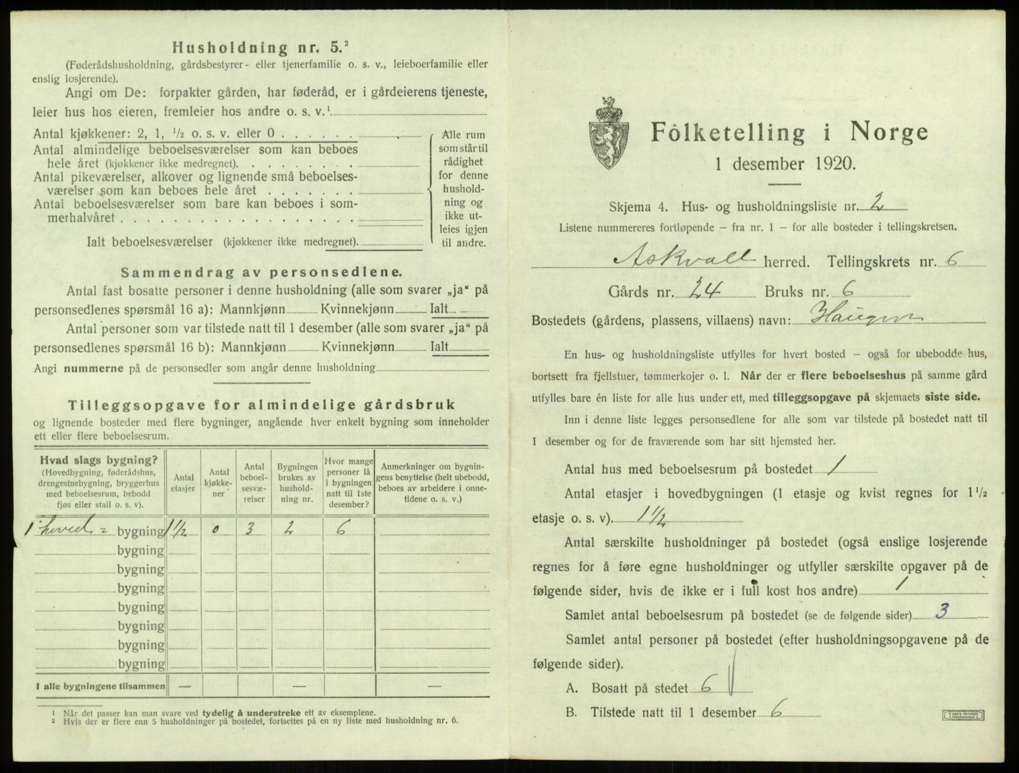 SAB, 1920 census for Askvoll, 1920, p. 326