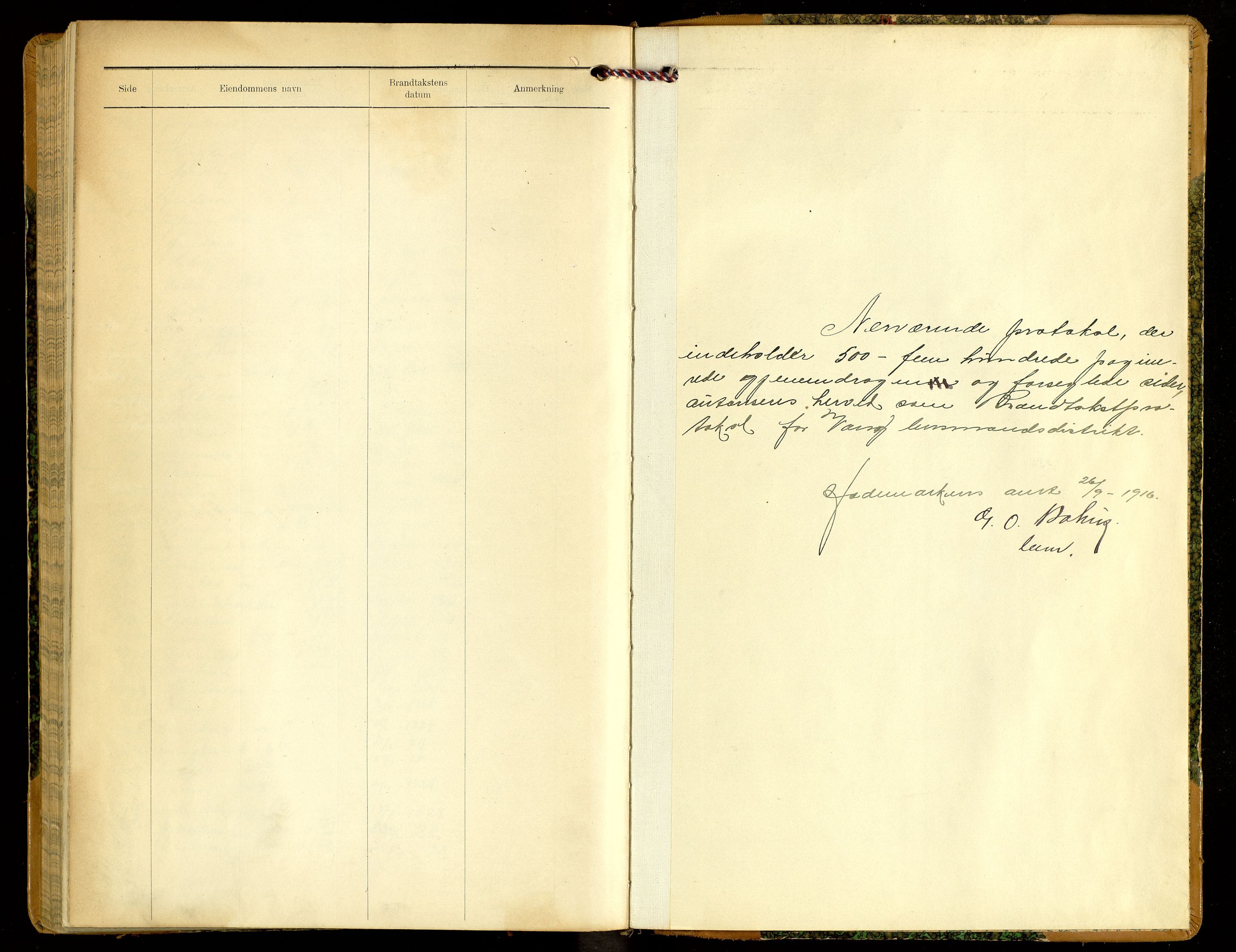 Norges Brannkasse, Vang, Hedmark, SAH/NBRANV-005/F/L0009: Branntakstprotokoll, 1916-1934