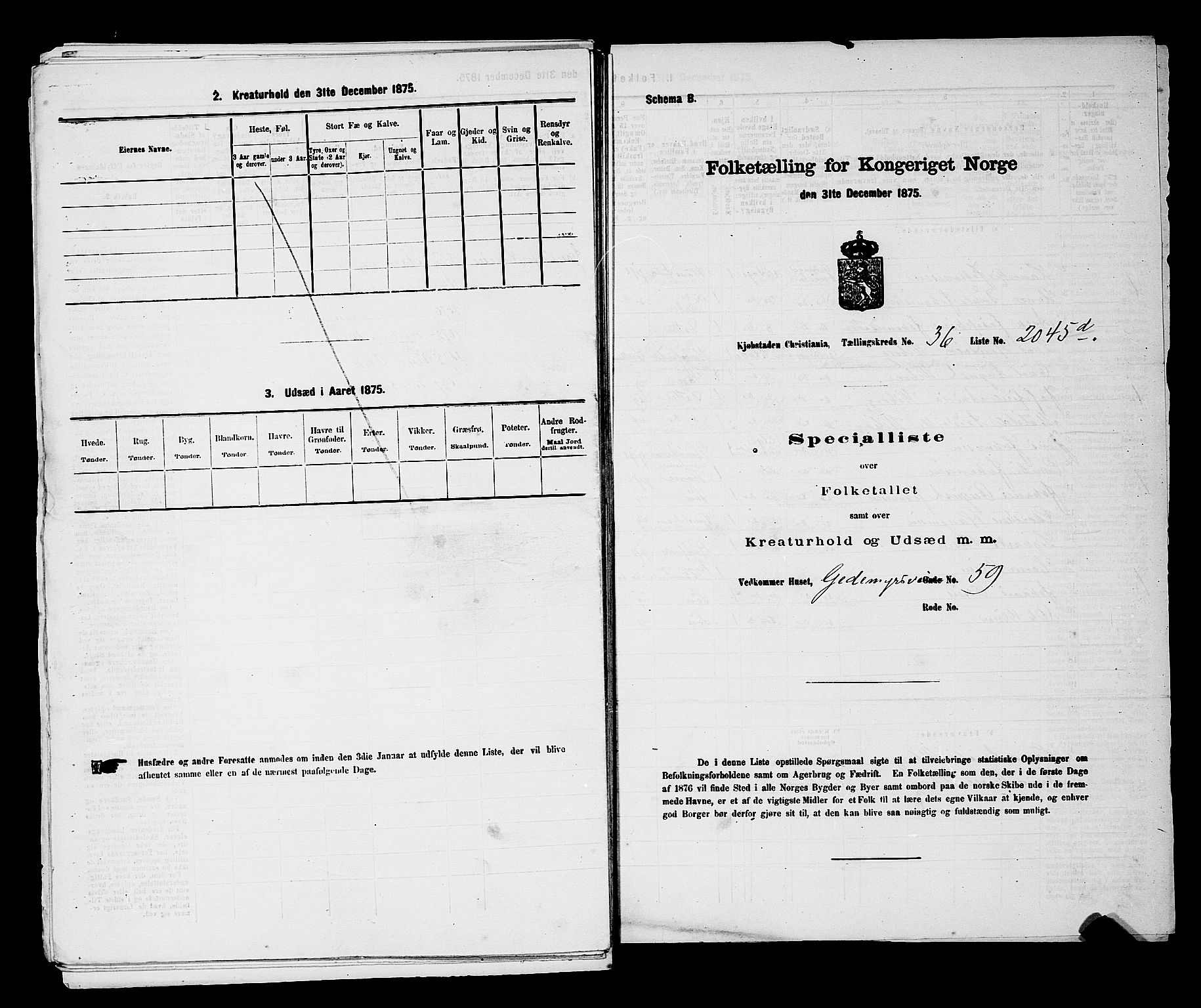 RA, 1875 census for 0301 Kristiania, 1875, p. 5843