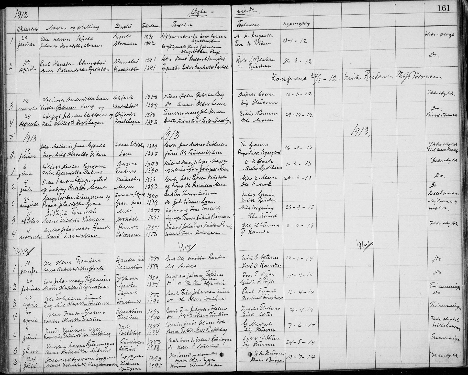 Lom prestekontor, SAH/PREST-070/L/L0013: Parish register (copy) no. 13, 1874-1938, p. 161