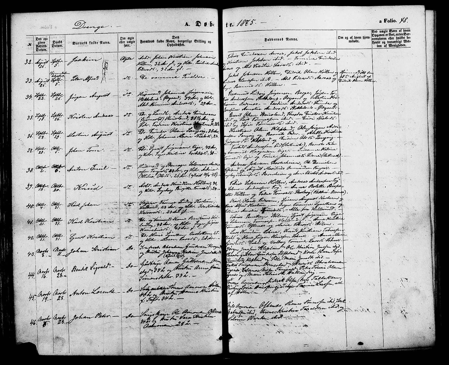 Søgne sokneprestkontor, AV/SAK-1111-0037/F/Fa/Fab/L0011: Parish register (official) no. A 11, 1869-1879, p. 48