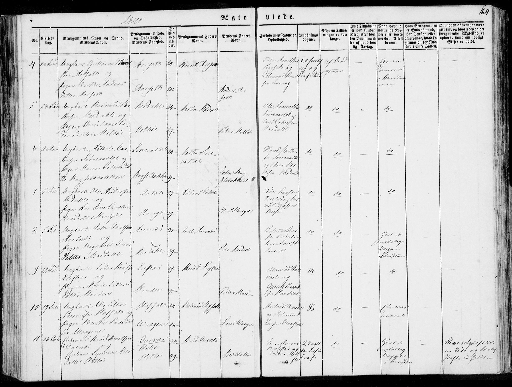 Ministerialprotokoller, klokkerbøker og fødselsregistre - Møre og Romsdal, AV/SAT-A-1454/509/L0104: Parish register (official) no. 509A02, 1833-1847, p. 164