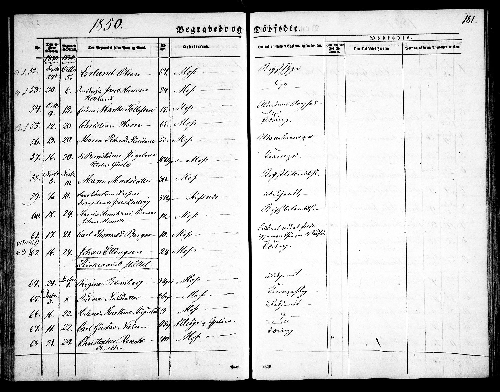 Moss prestekontor Kirkebøker, AV/SAO-A-2003/F/Fa/L0007: Parish register (official) no. I 7, 1845-1851, p. 181