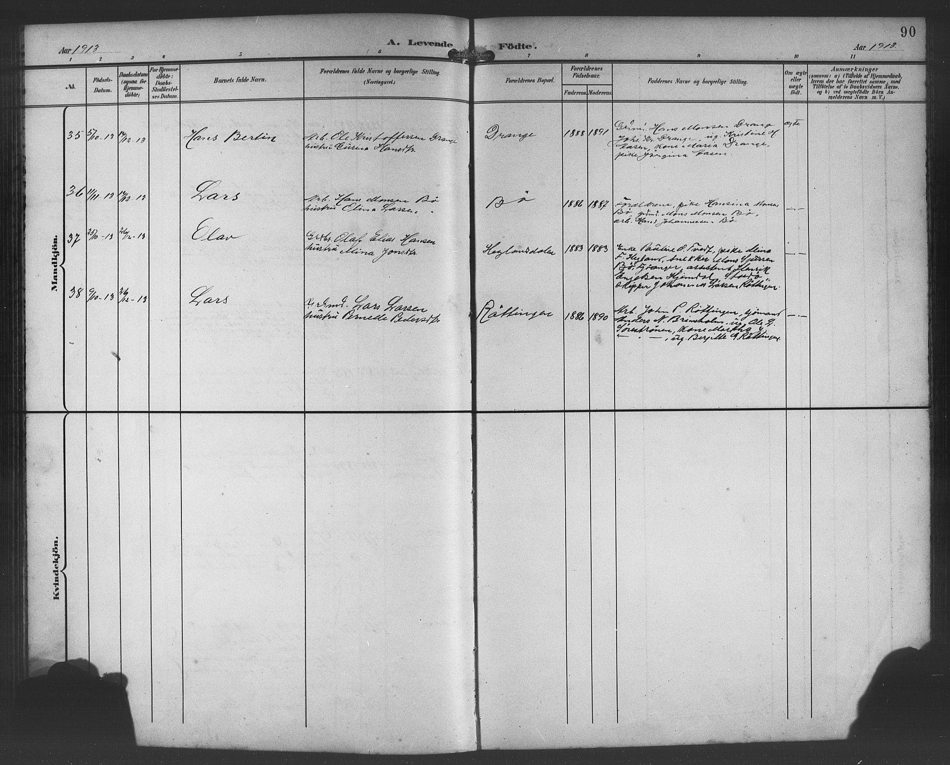 Os sokneprestembete, SAB/A-99929: Parish register (copy) no. A 3, 1897-1913, p. 90