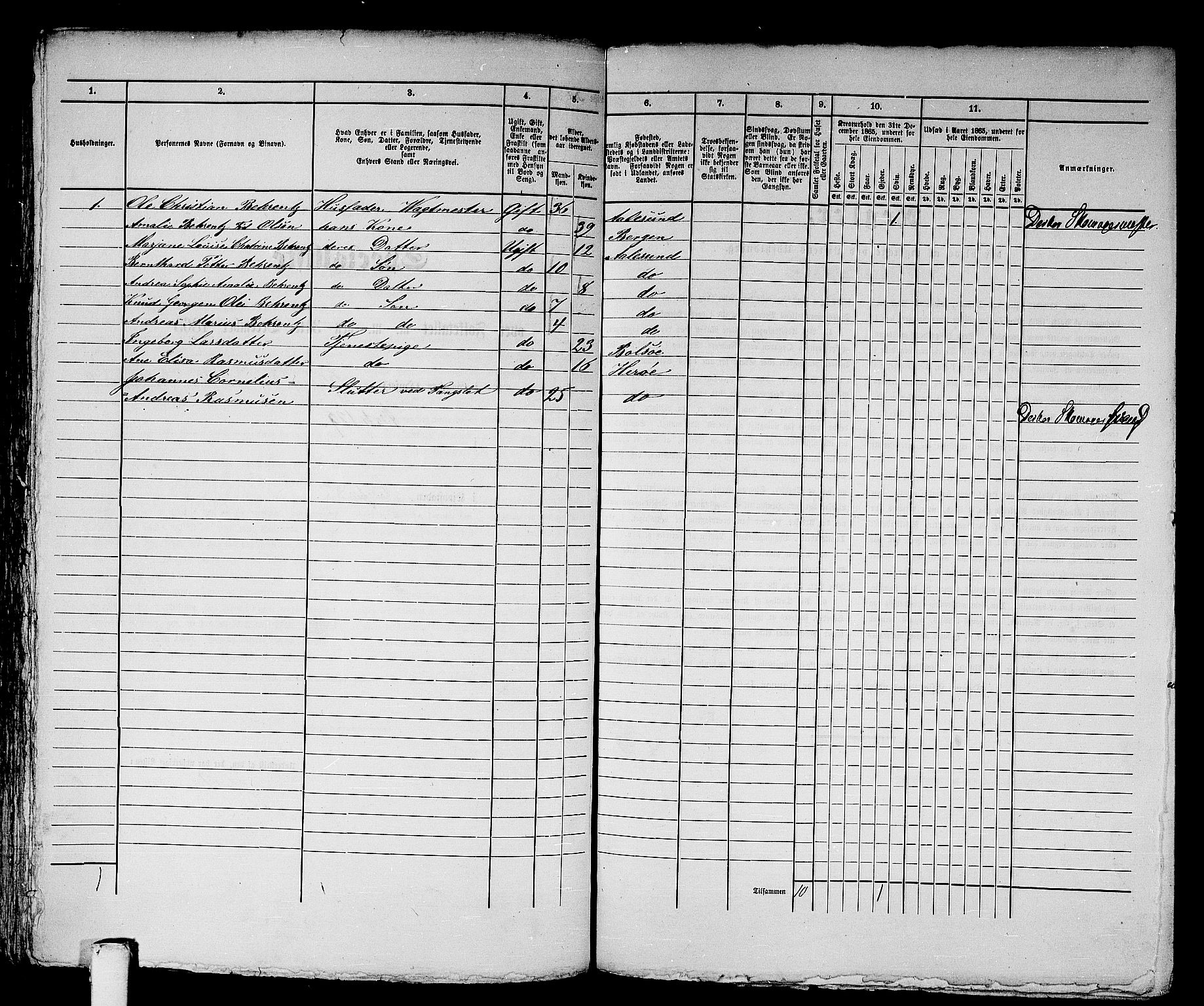 RA, 1865 census for Ålesund, 1865, p. 169