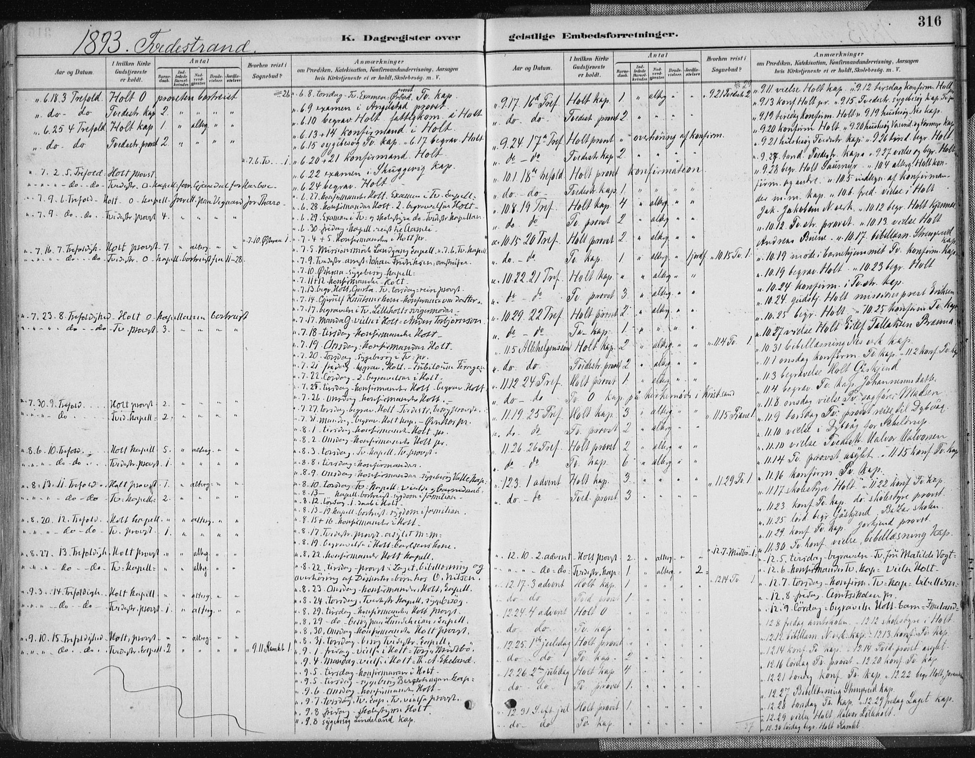 Tvedestrand sokneprestkontor, AV/SAK-1111-0042/F/Fa/L0001: Parish register (official) no. A 1, 1885-1916, p. 316