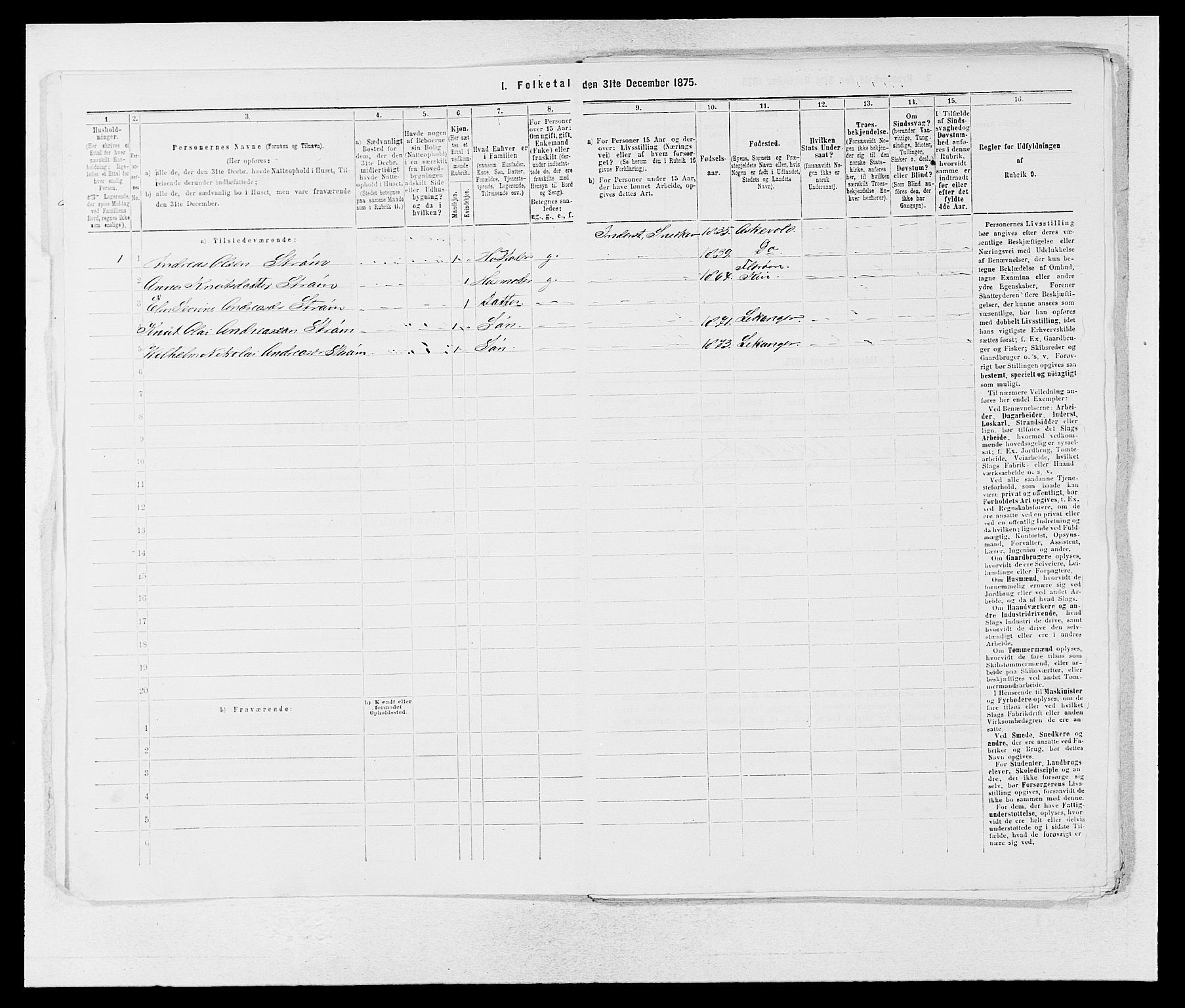 SAB, 1875 census for 1419P Leikanger, 1875, p. 26