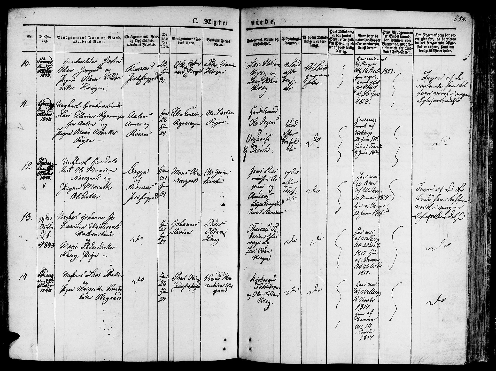 Ministerialprotokoller, klokkerbøker og fødselsregistre - Sør-Trøndelag, SAT/A-1456/681/L0930: Parish register (official) no. 681A08, 1829-1844, p. 554